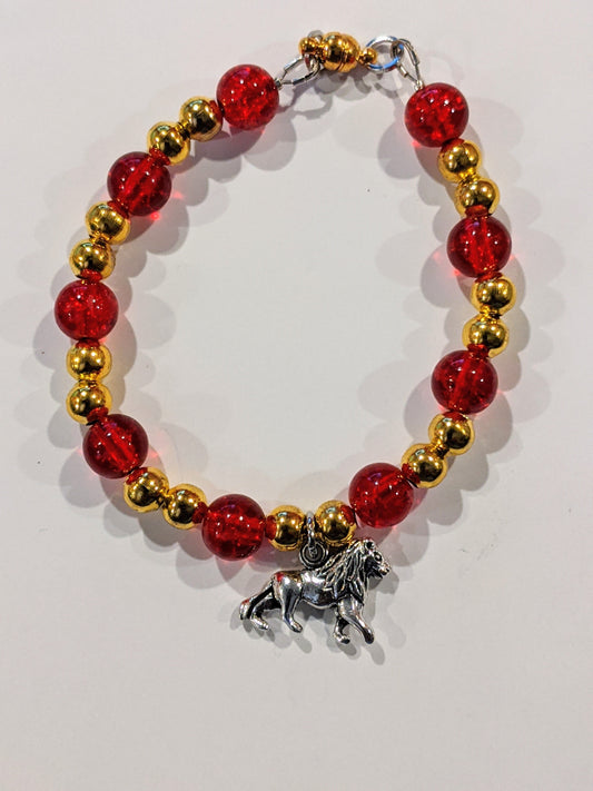 Fantasy Colorful Beaded Bracelets Beaded Bracelets Dragon & Wolf Designs Red/Gold