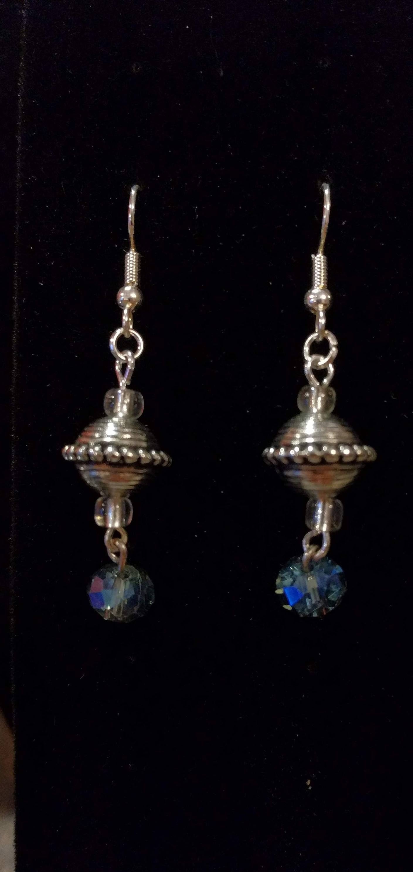 Silver Flying Saucer Dangle Earrings