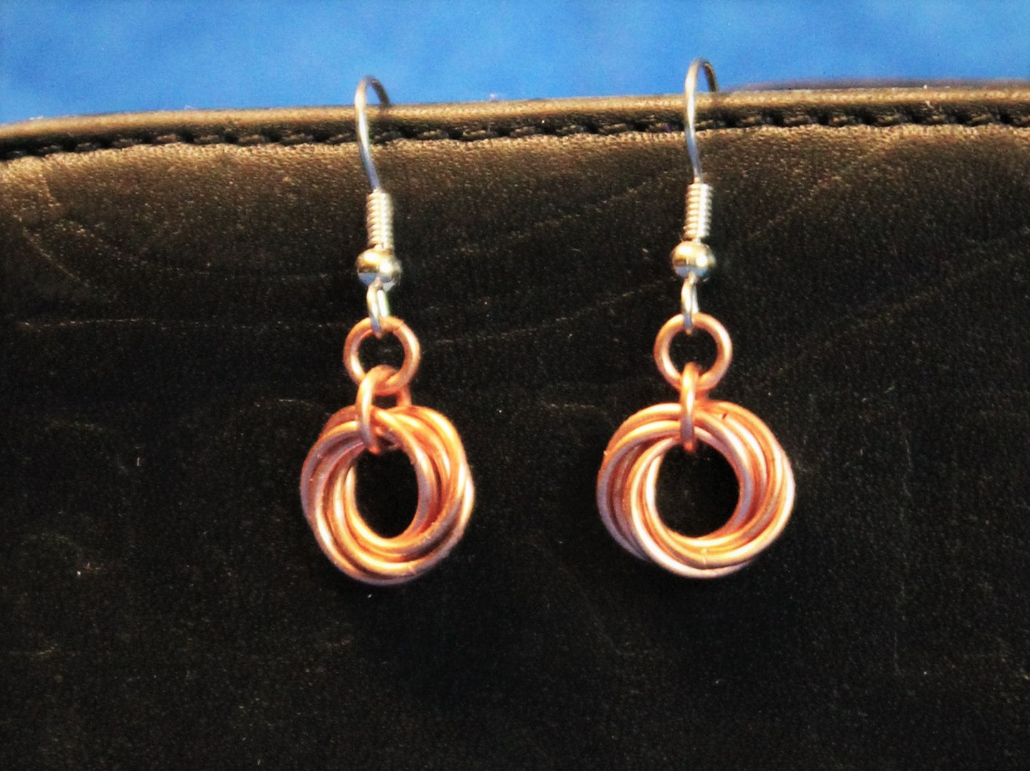 Simple, elegant copper knot earrings Chainmail Earrings Dragon & Wolf Designs