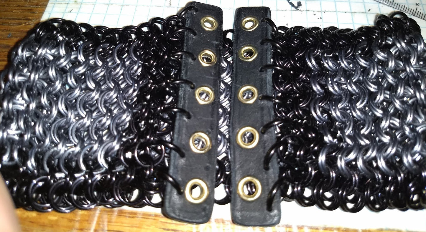 Kings mail handcrafted chain mail choker in black and silver Chainmail Necklaces Dragon & Wolf Designs