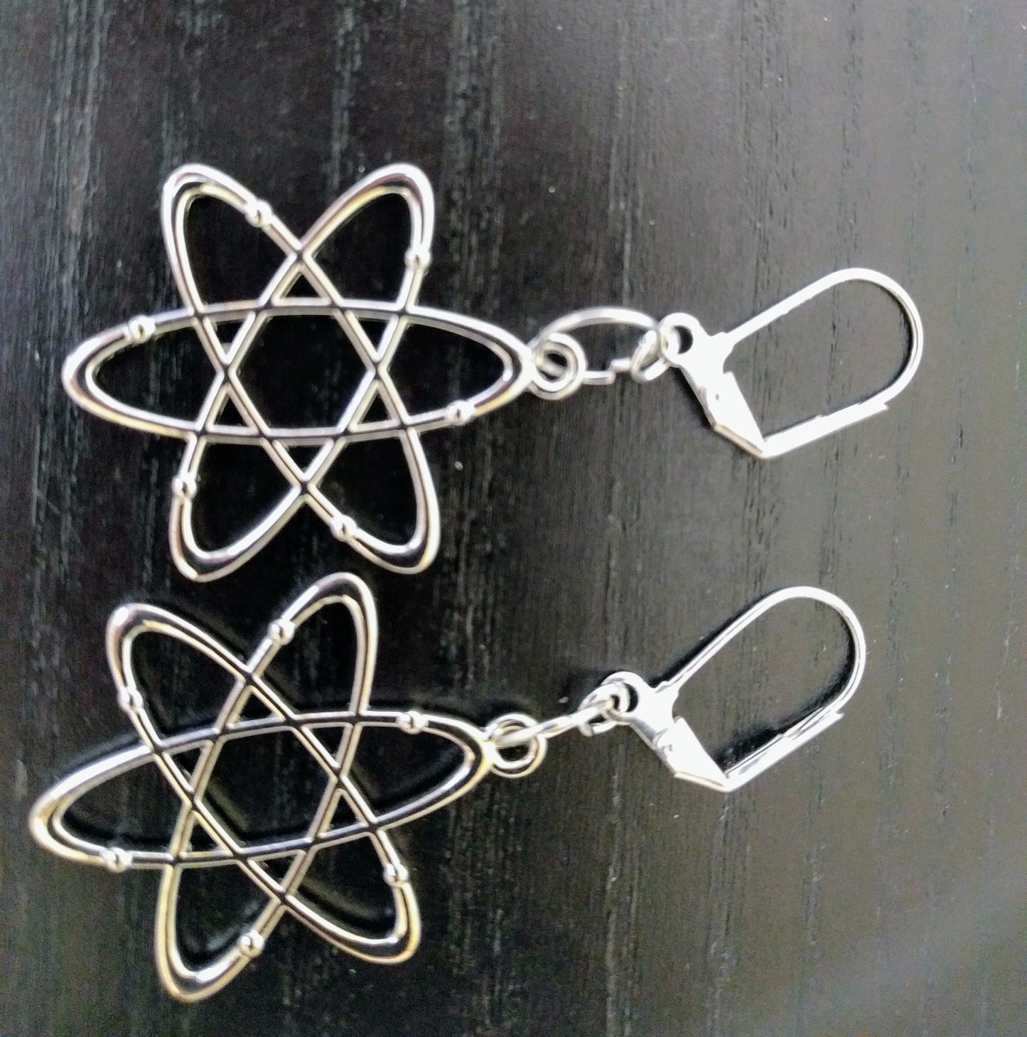 Atomic symbol dangle earrings Dangle Earrings Dragon & Wolf Designs SILVER LEVERBACK