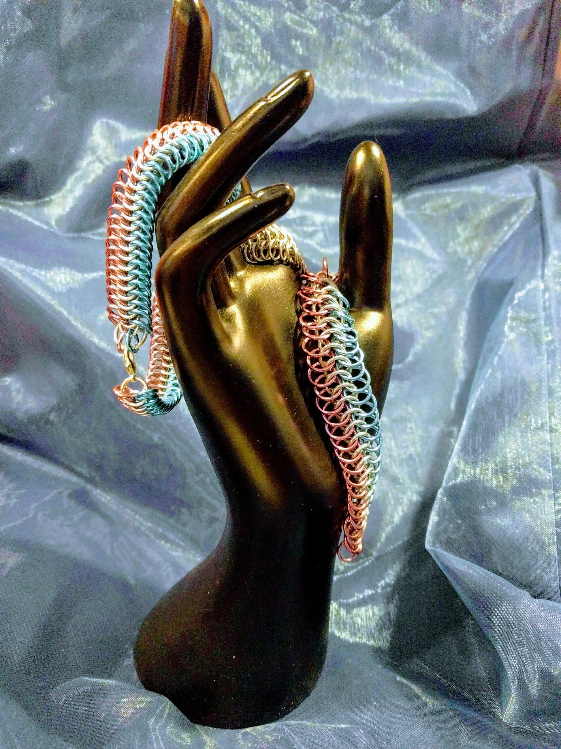 Gorgeous serpentine chainmail bracelets Chainmail Bracelets Dragon & Wolf Designs