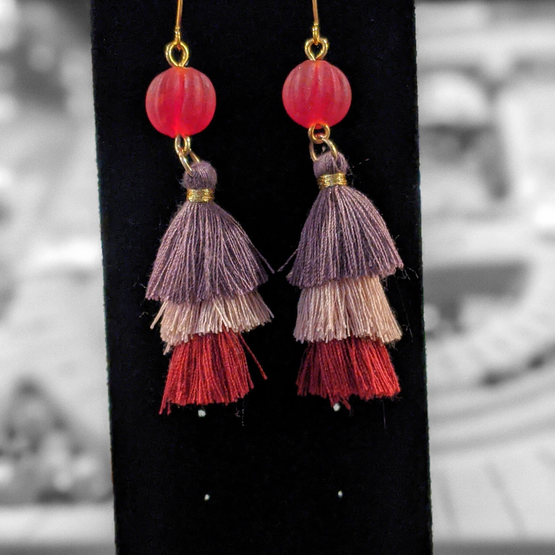 Sassy Autumn Tassel Dangle Earrings Dangle Earrings Dragon & Wolf Designs