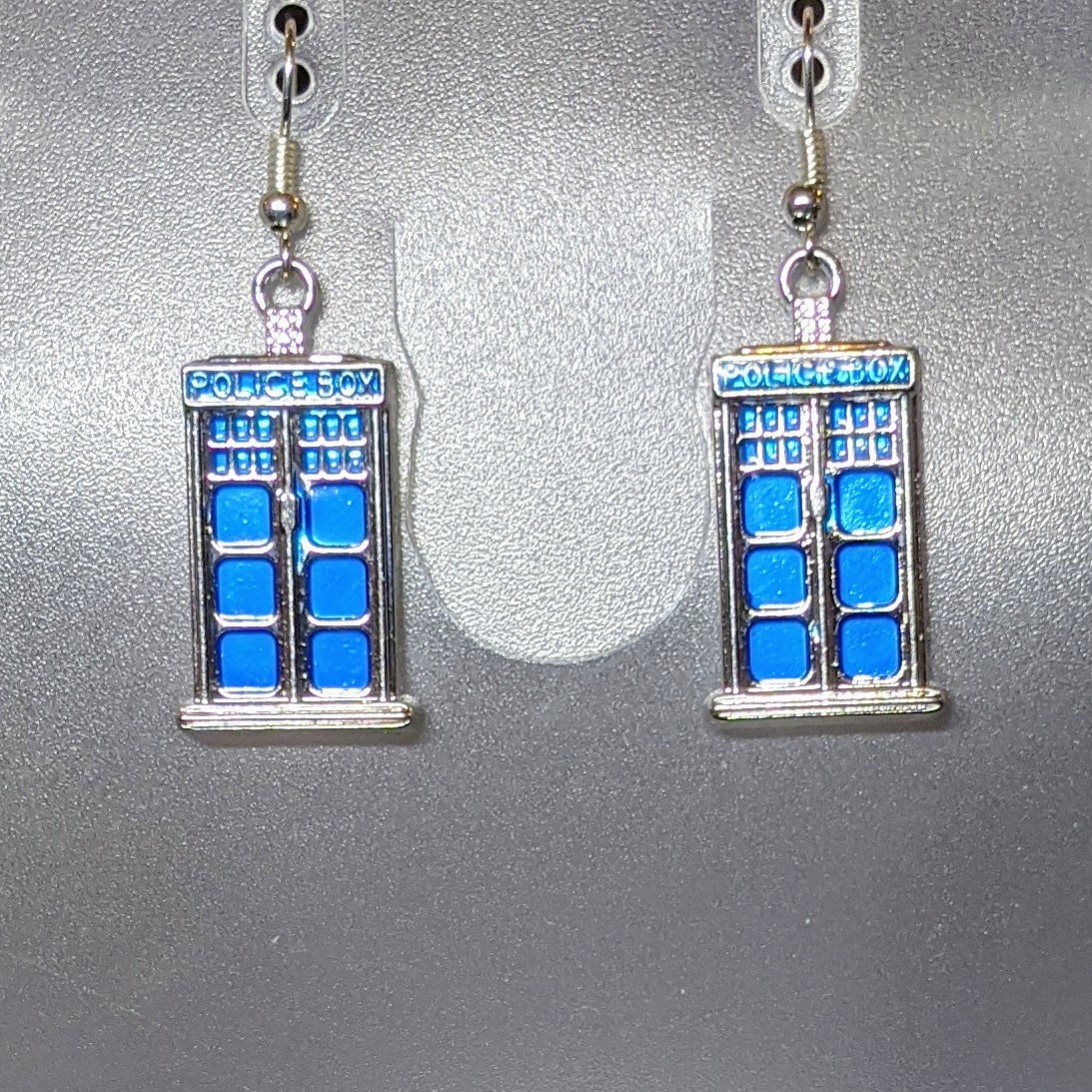 Police Call Box Earrings Dangle Earrings Dragon & Wolf Designs Enamel no bead