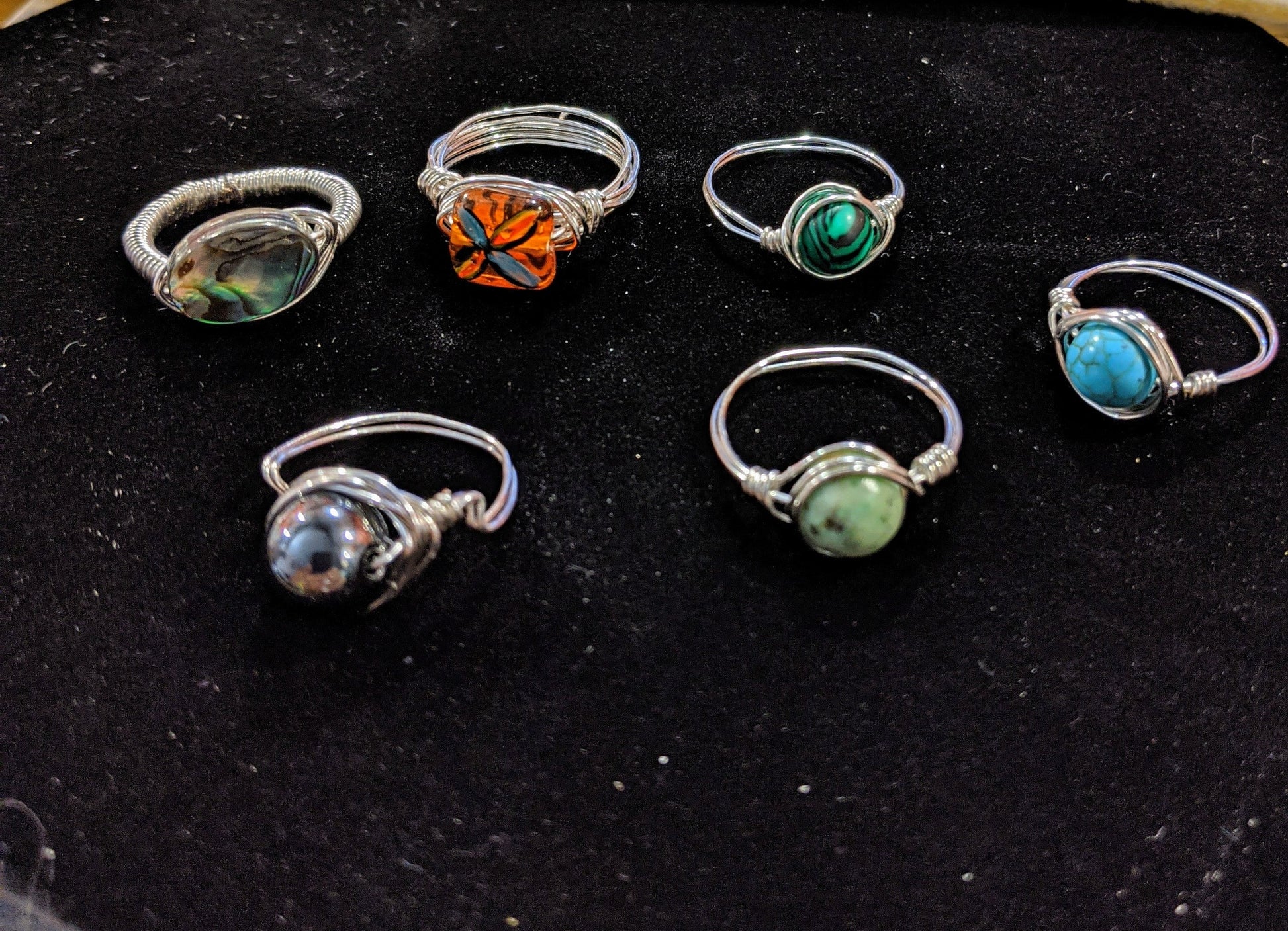Wire Wrapped Gemstone Rings Rings Dragon & Wolf Designs