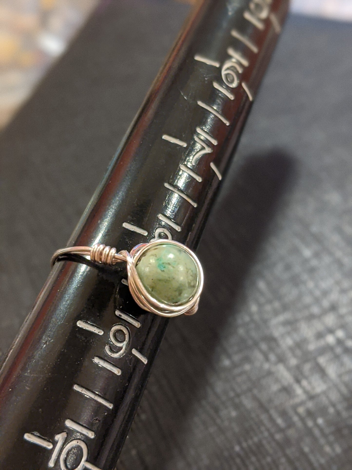 Wire Wrapped Gemstone Rings Rings Dragon & Wolf Designs Turquoise