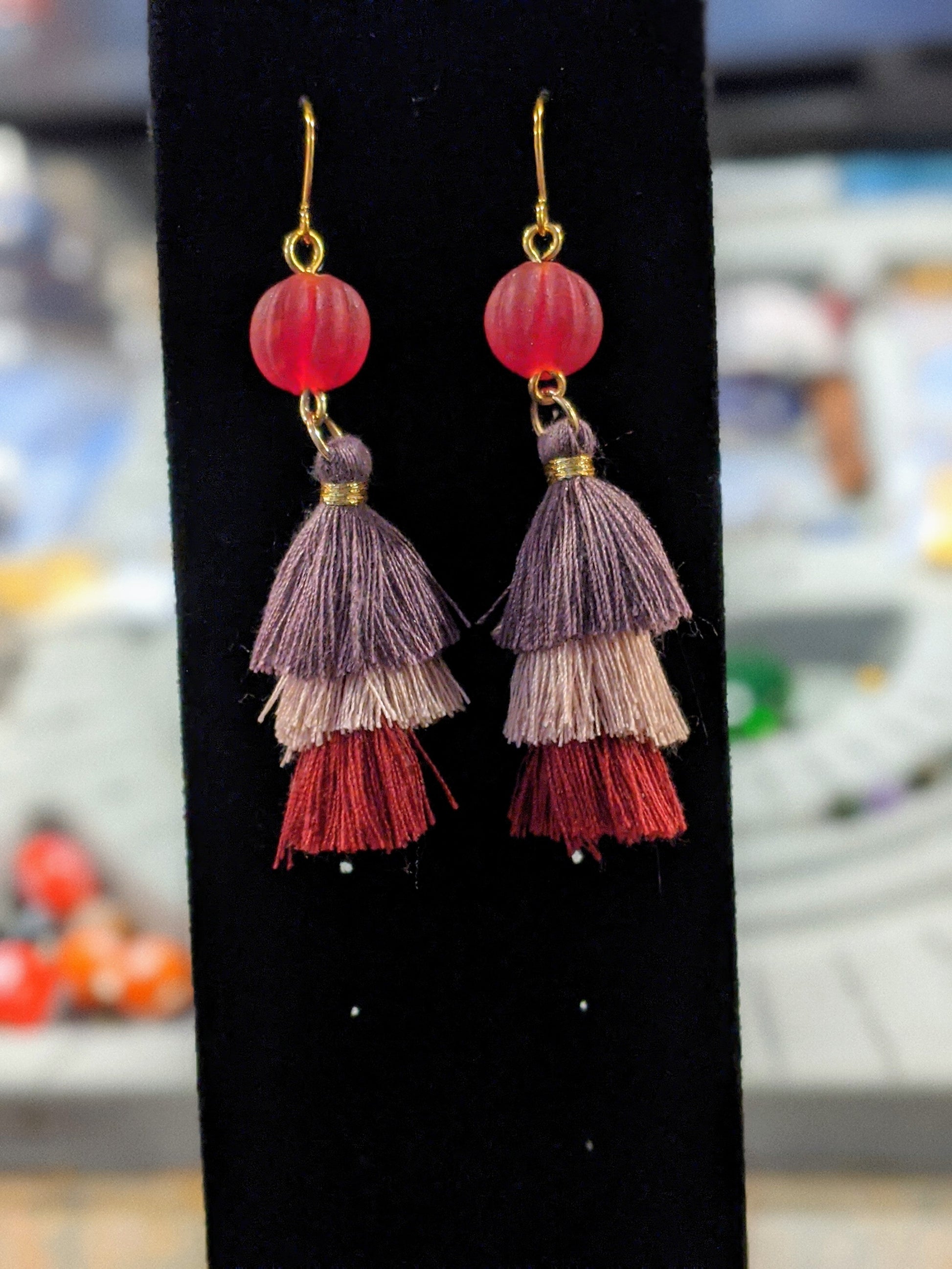 Sassy Autumn Tassel Dangle Earrings Dangle Earrings Dragon & Wolf Designs
