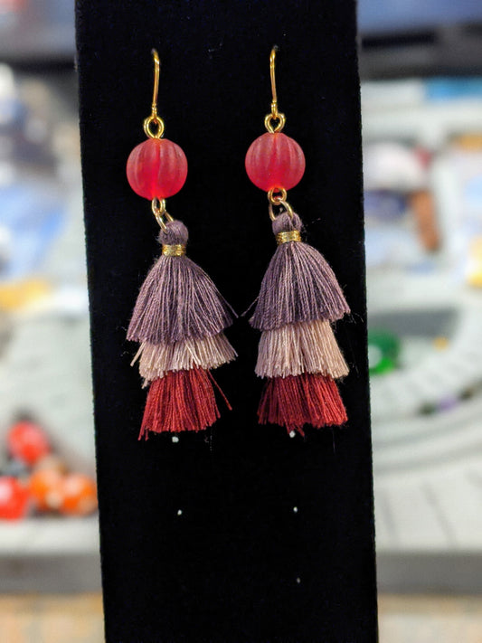 Sassy Autumn Tassel Dangle Earrings Dangle Earrings Dragon & Wolf Designs