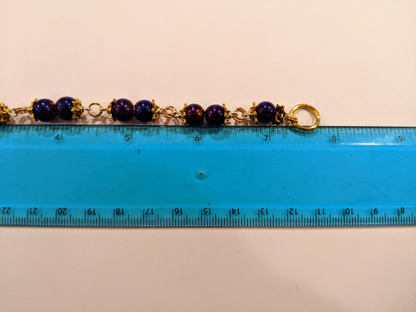 Purple Iris and Gold Beaded Bracelet Beaded Bracelets Dragon & Wolf Designs