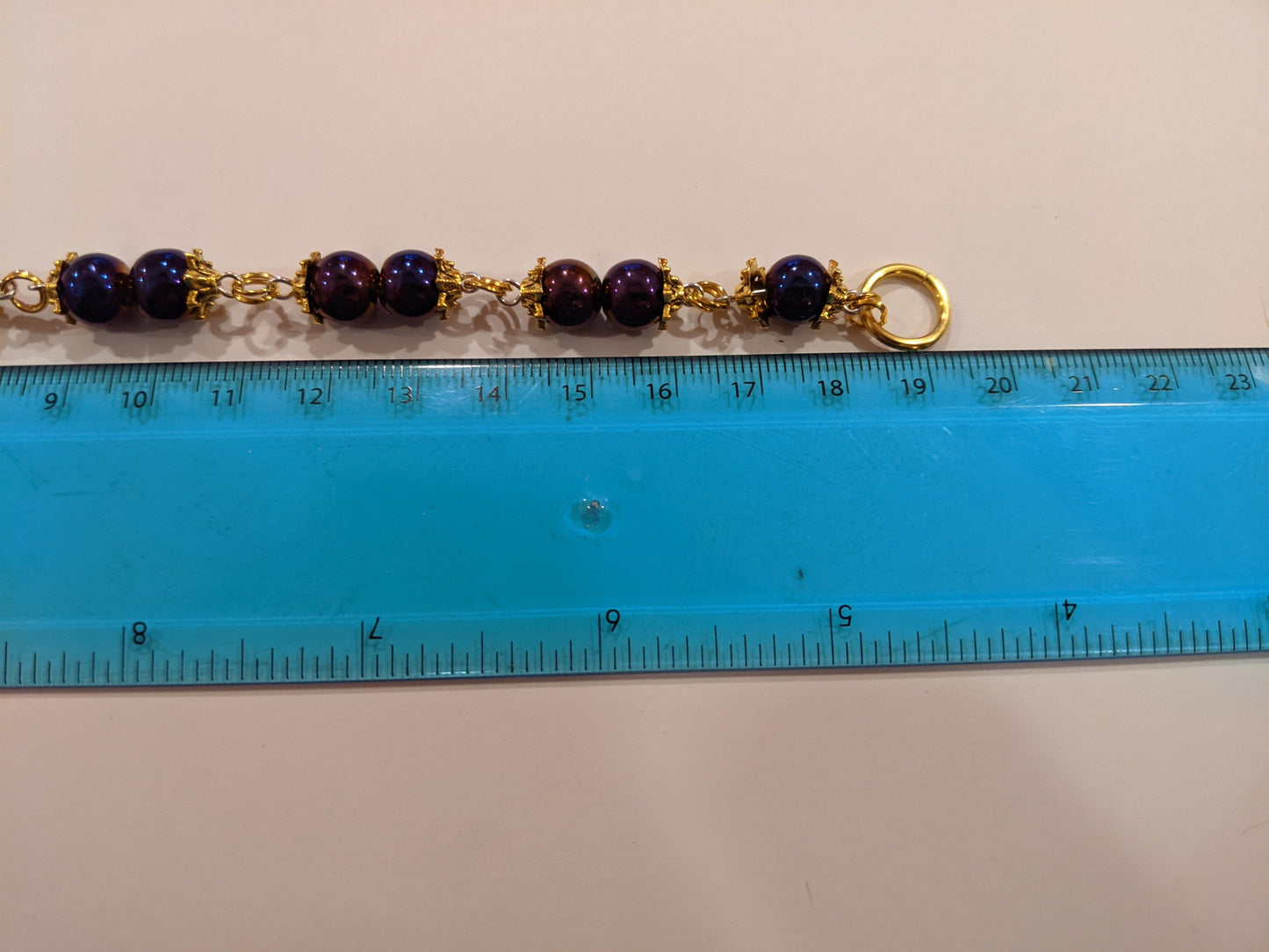 Purple Iris and Gold Beaded Bracelet Beaded Bracelets Dragon & Wolf Designs