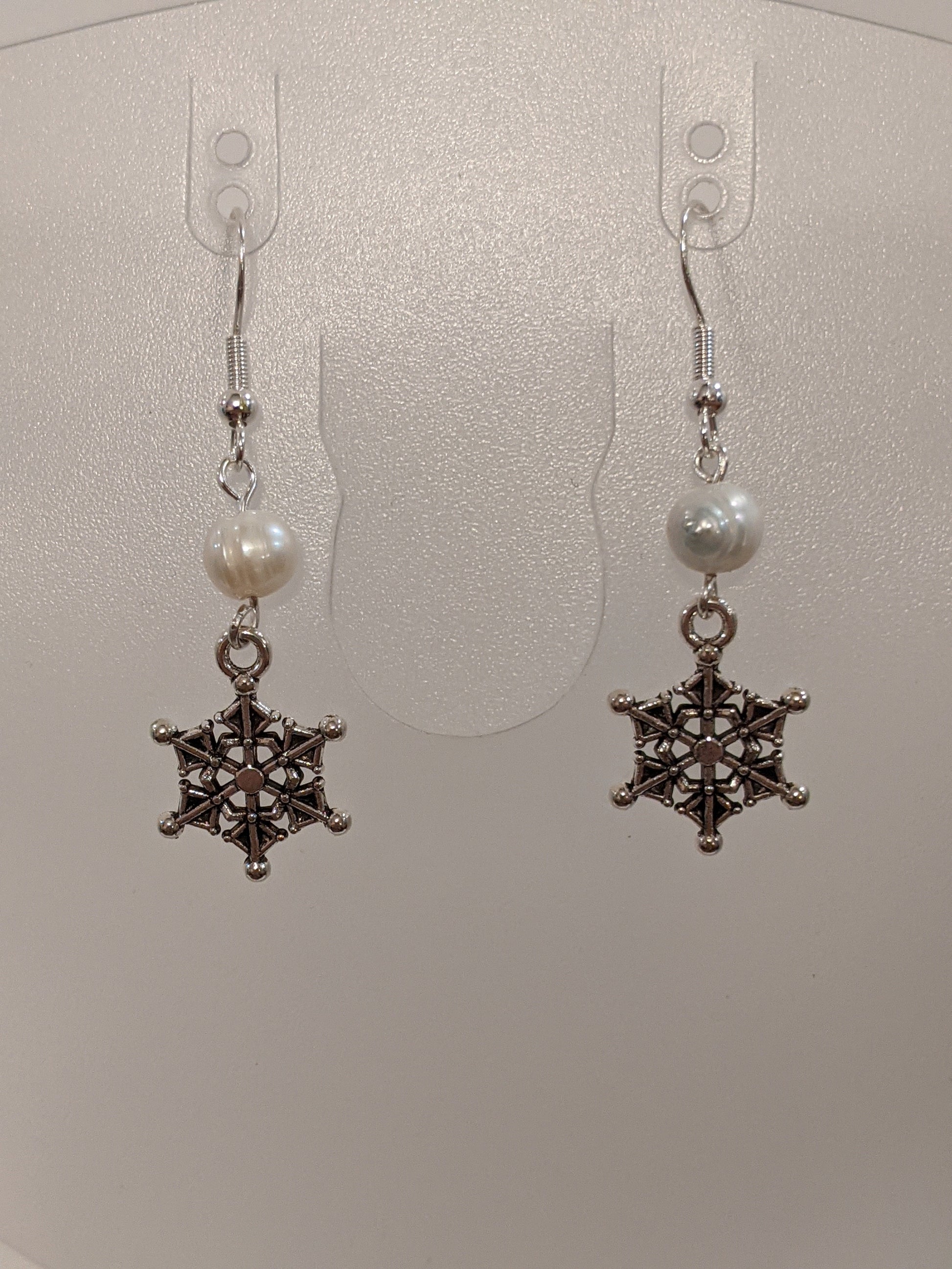 Snowflake Dangle Earrings Beaded Earrings Dragon & Wolf Designs