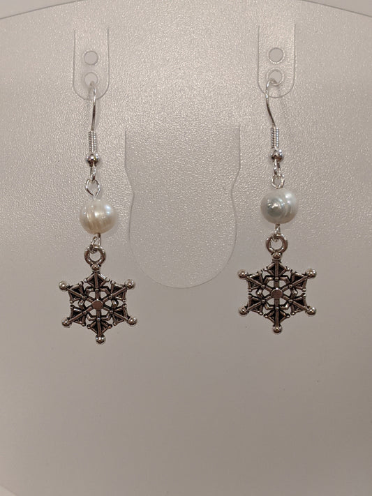 Snowflake Dangle Earrings Beaded Earrings Dragon & Wolf Designs
