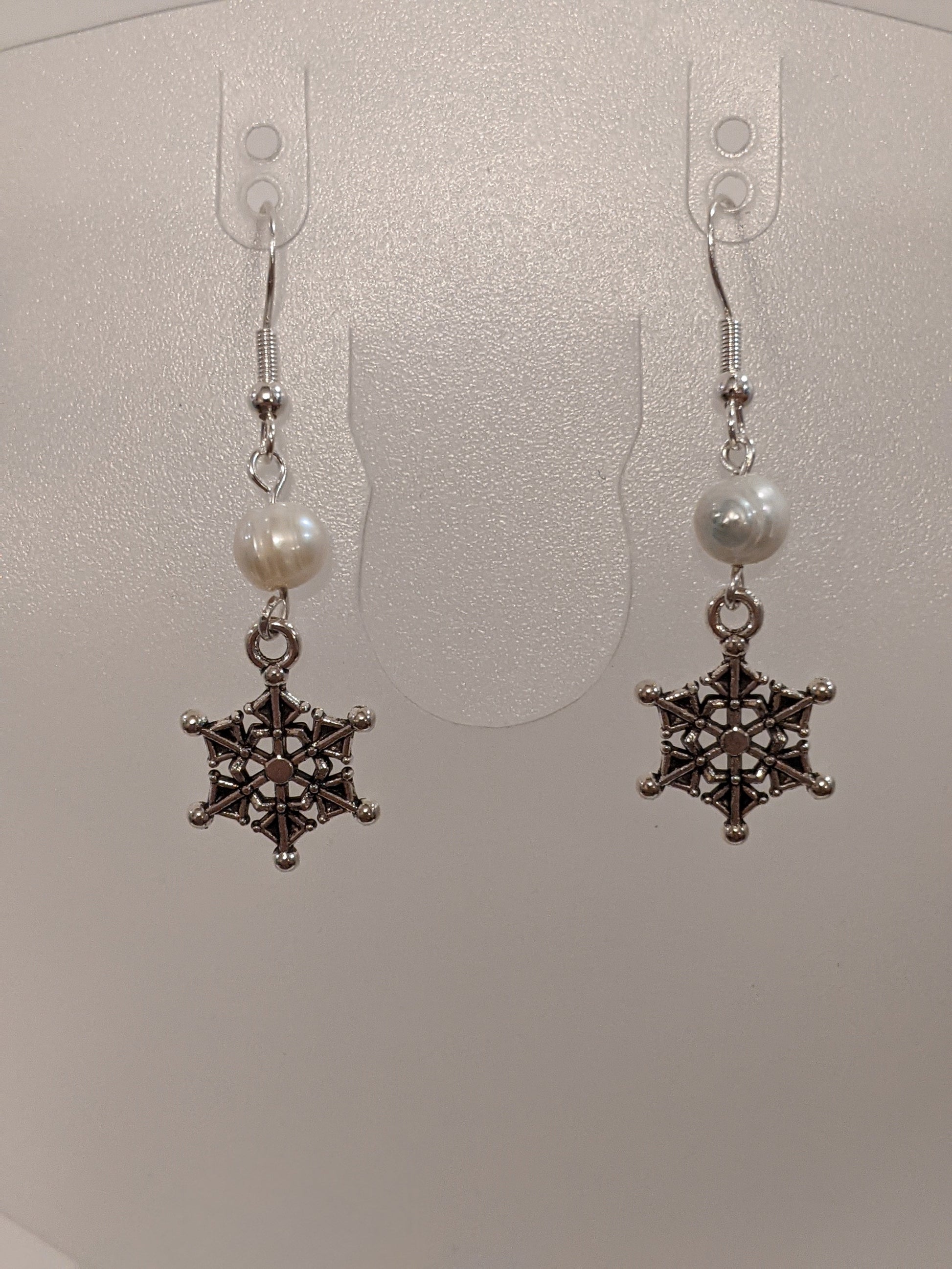 Snowflake Dangle Earrings Beaded Earrings Dragon & Wolf Designs