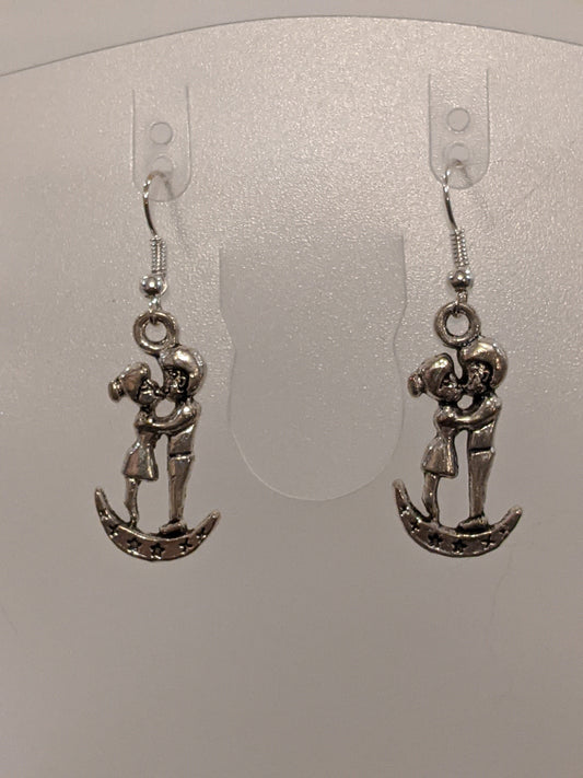 Romance on the moon Dangle Earrings Dangle Earrings Dragon & Wolf Designs
