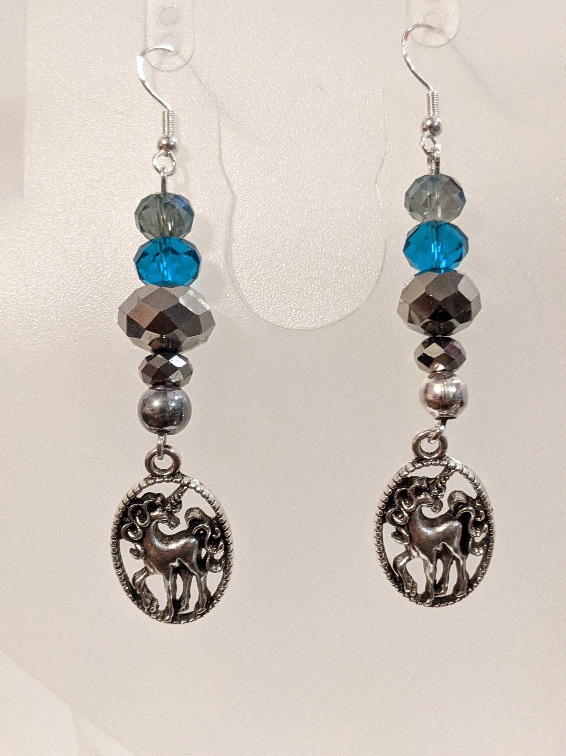 Super Sparkly Unicorn Dangle Earrings Beaded Earrings Dragon & Wolf Designs