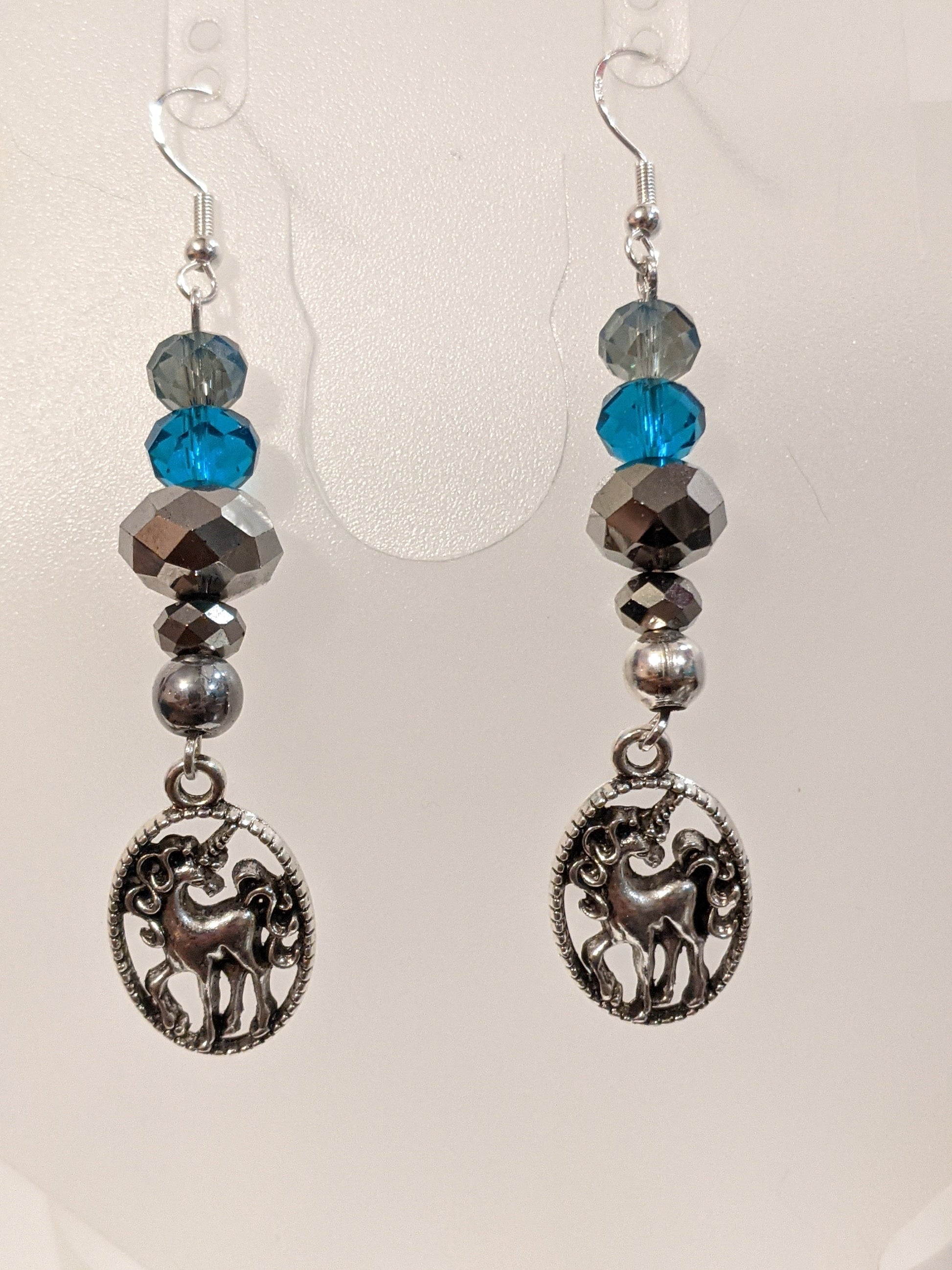 Super Sparkly Unicorn Dangle Earrings Beaded Earrings Dragon & Wolf Designs