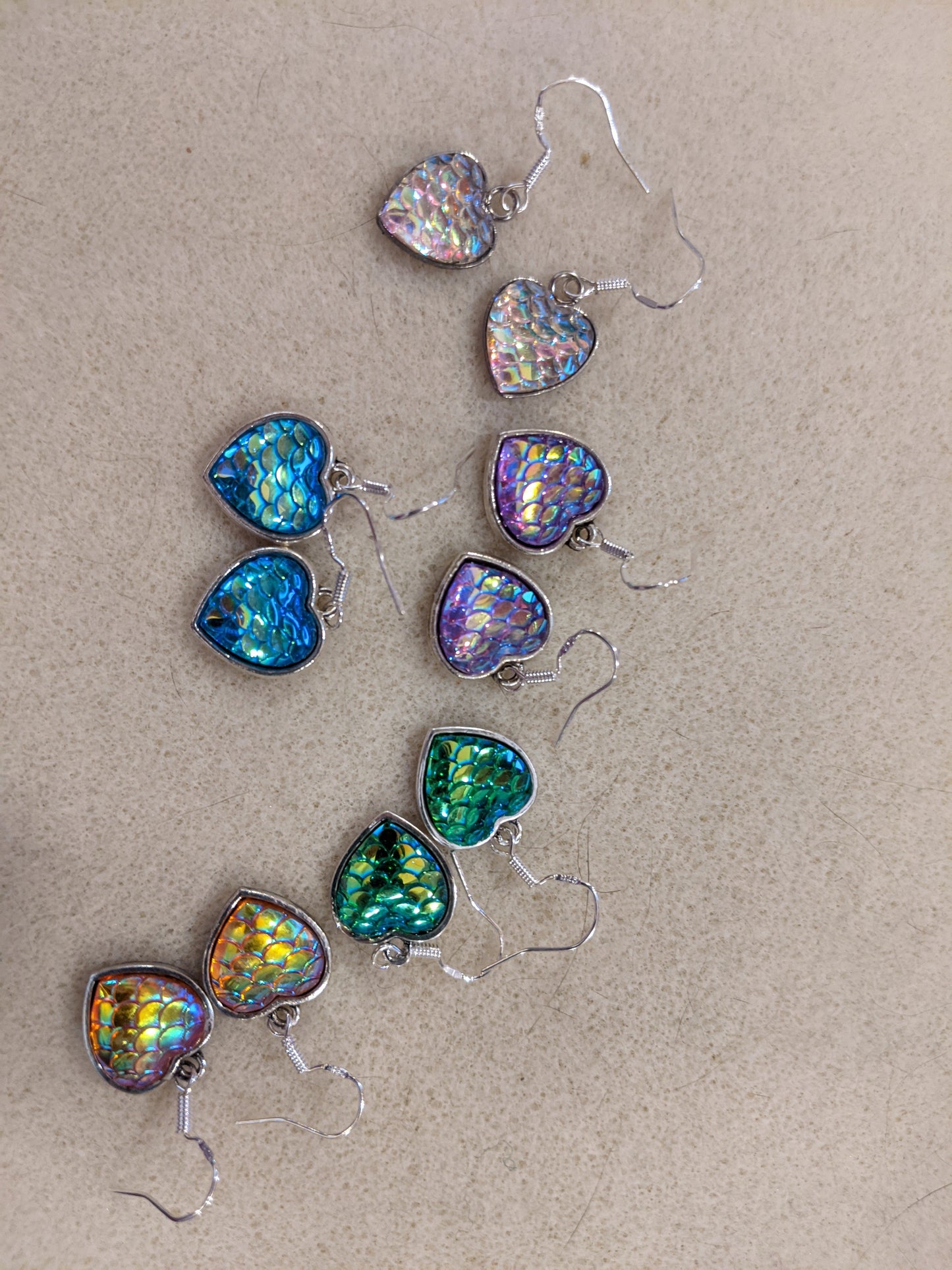 Iridescent Scale Charm Dangle Earrings Beaded Earrings Dragon & Wolf Designs