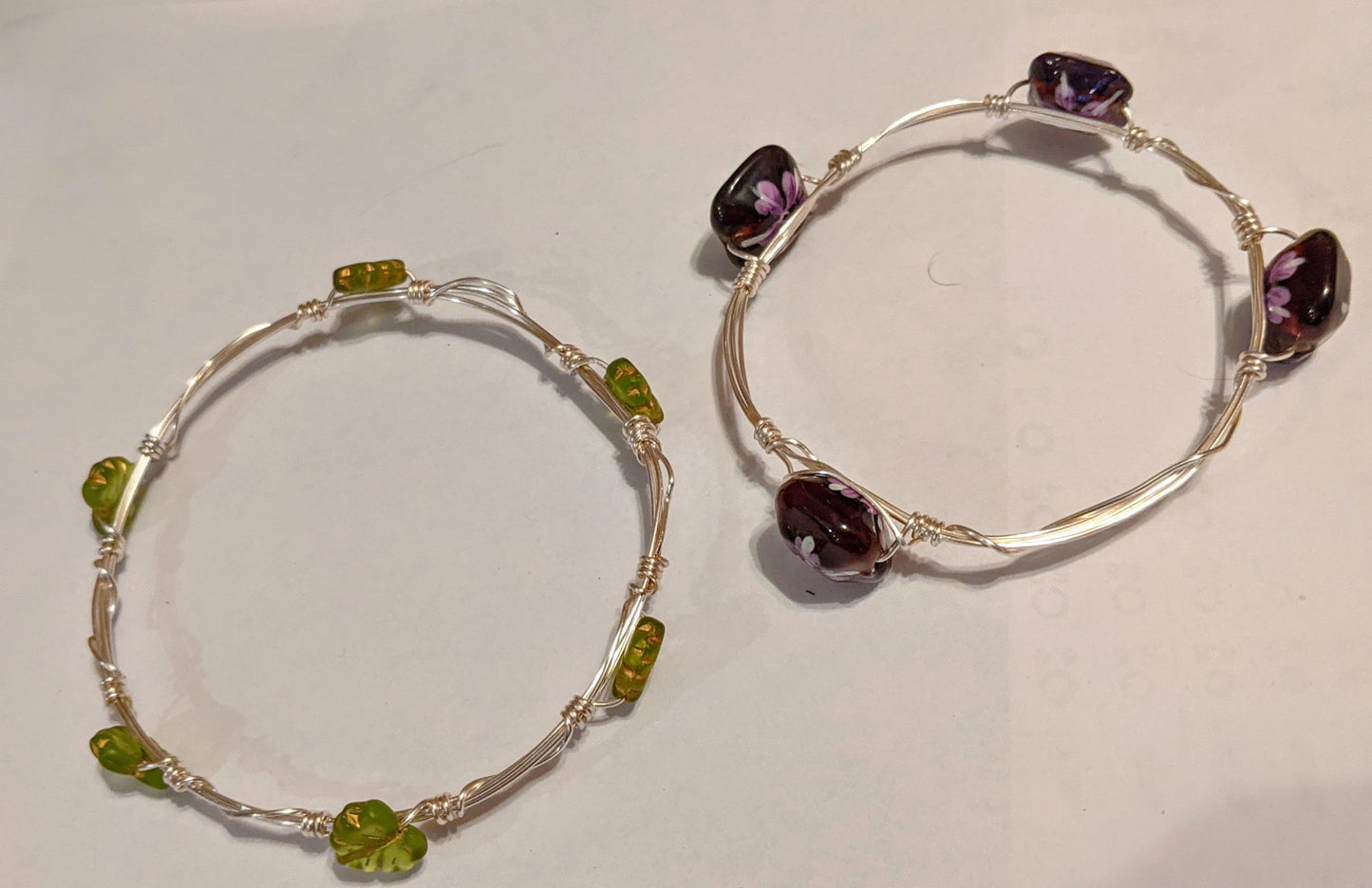 Beaded Wire Wrapped Bangles Beaded Bracelets Dragon & Wolf Designs