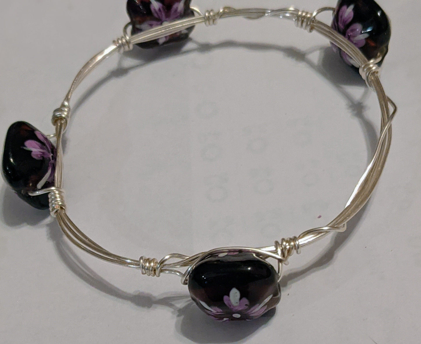 Beaded Wire Wrapped Bangles Beaded Bracelets Dragon & Wolf Designs 7.5 inches