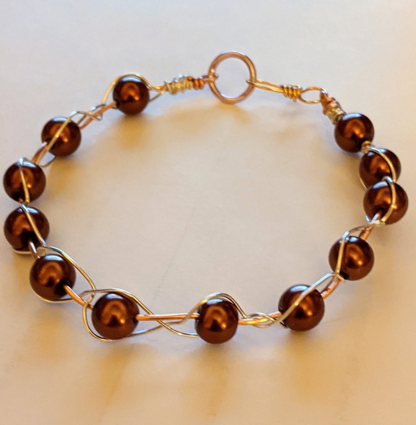 Glass Pearl Wire Wrapped Bracelet Beaded Bracelets Dragon & Wolf Designs