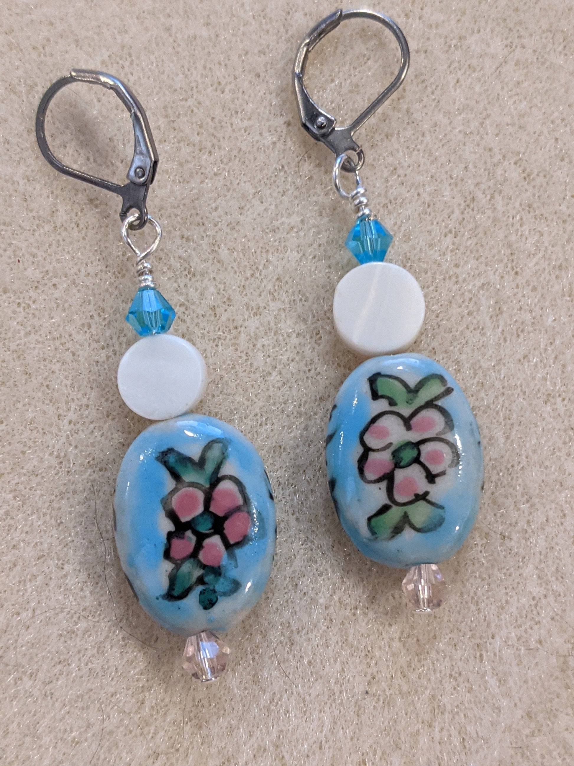 Hand painted porcelain beaded earrings Beaded Earrings Dragon & Wolf Designs