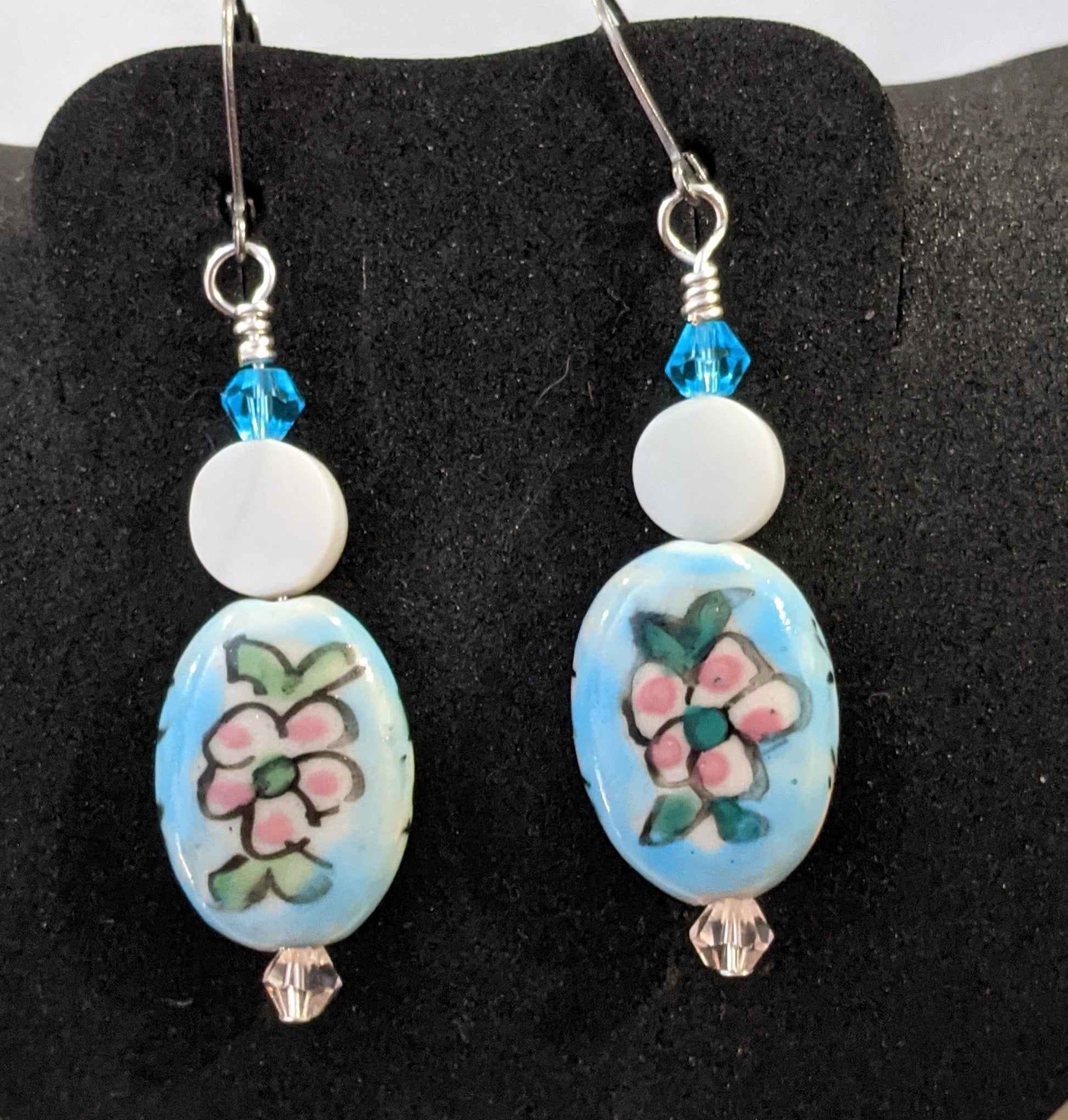 Hand painted porcelain beaded earrings Beaded Earrings Dragon & Wolf Designs