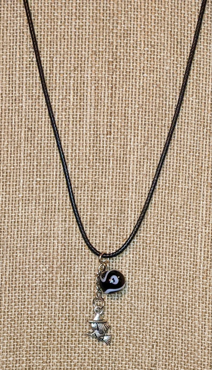 Adorable Witch on a Broom Pendant Pendants Dragon & Wolf Designs
