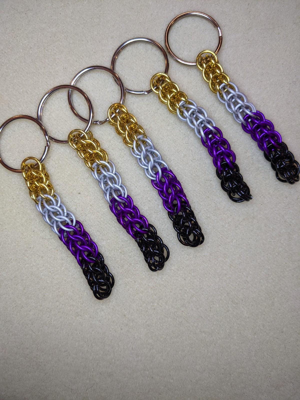 Handmade Pride chainmail keychains Chainmail Keychains Dragon & Wolf Designs