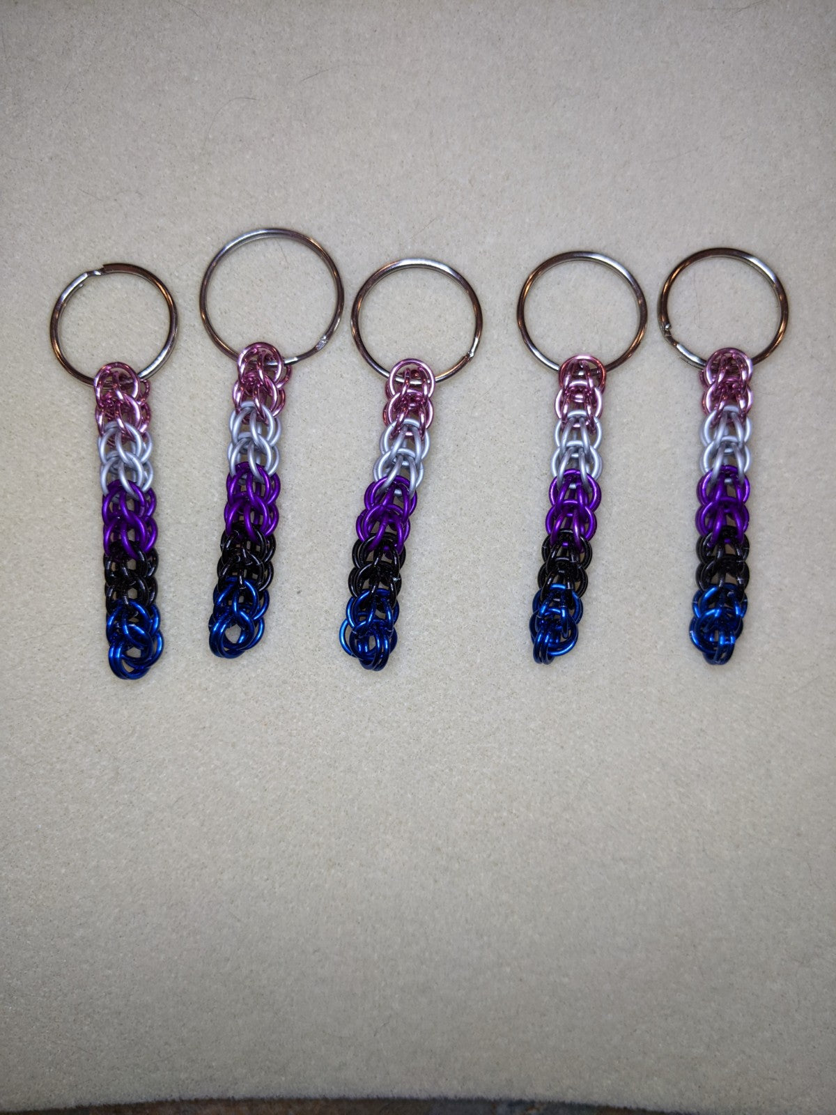 Handmade Pride chainmail keychains Chainmail Keychains Dragon & Wolf Designs