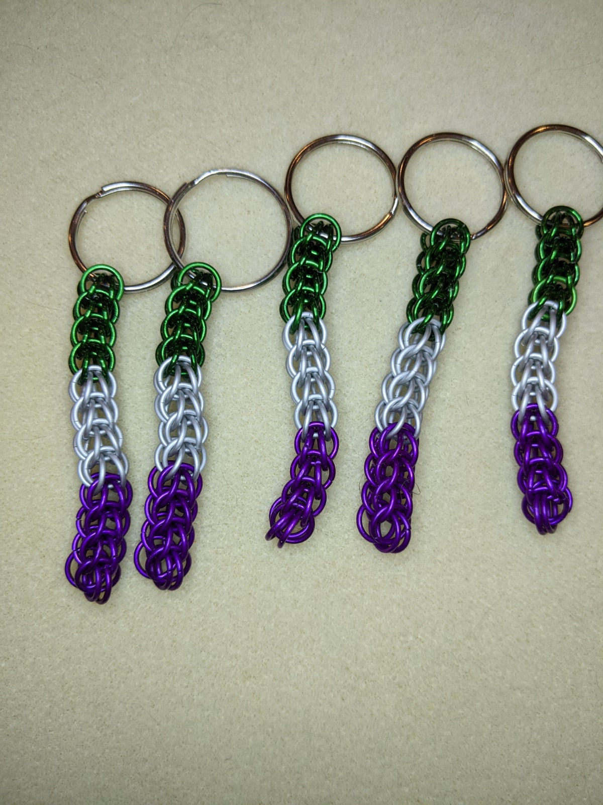 Handmade Pride chainmail keychains Chainmail Keychains Dragon & Wolf Designs