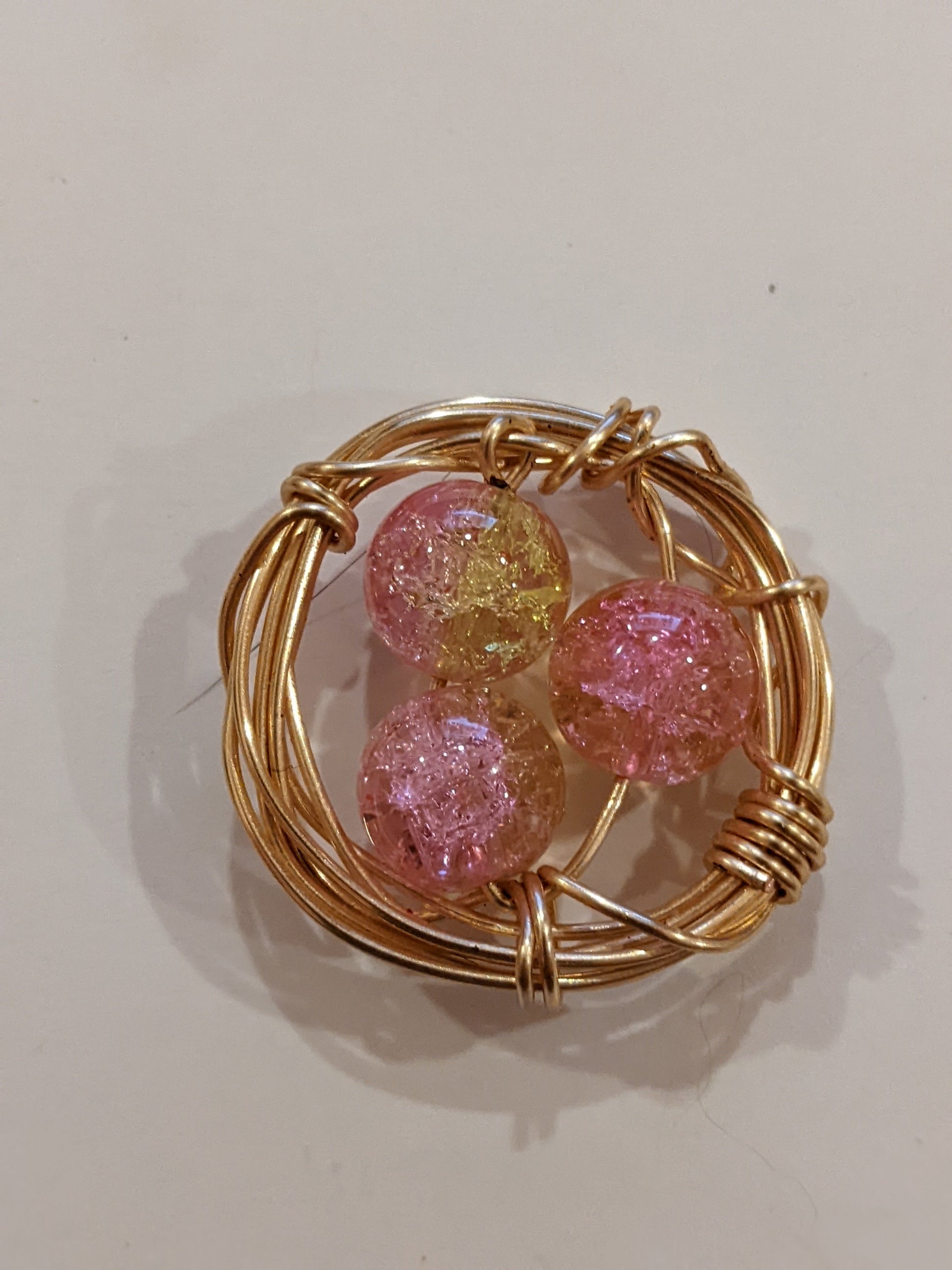 Wire Wrapped Bird's Nest Pendant Beaded Pendants Dragon & Wolf Designs