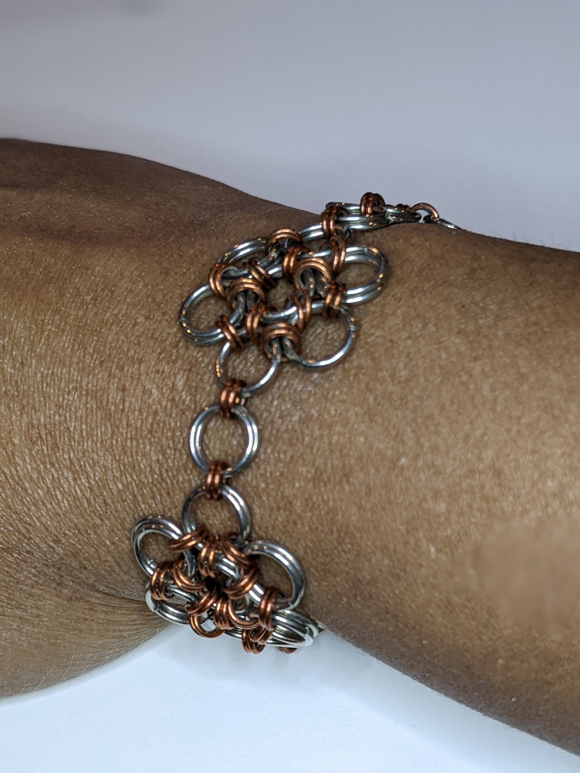 Japanese Flower Bracelet Chainmail Bracelets Dragon & Wolf Designs