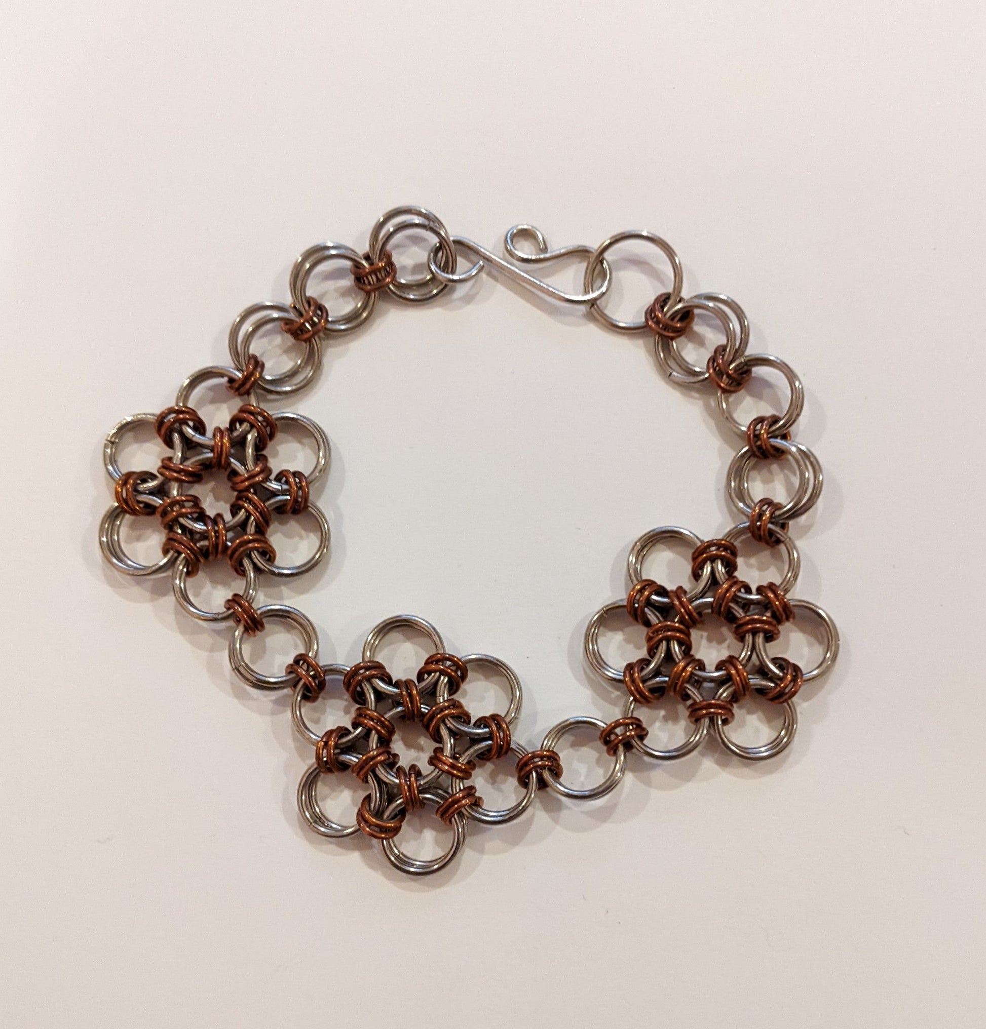 Japanese Flower Bracelet Chainmail Bracelets Dragon & Wolf Designs