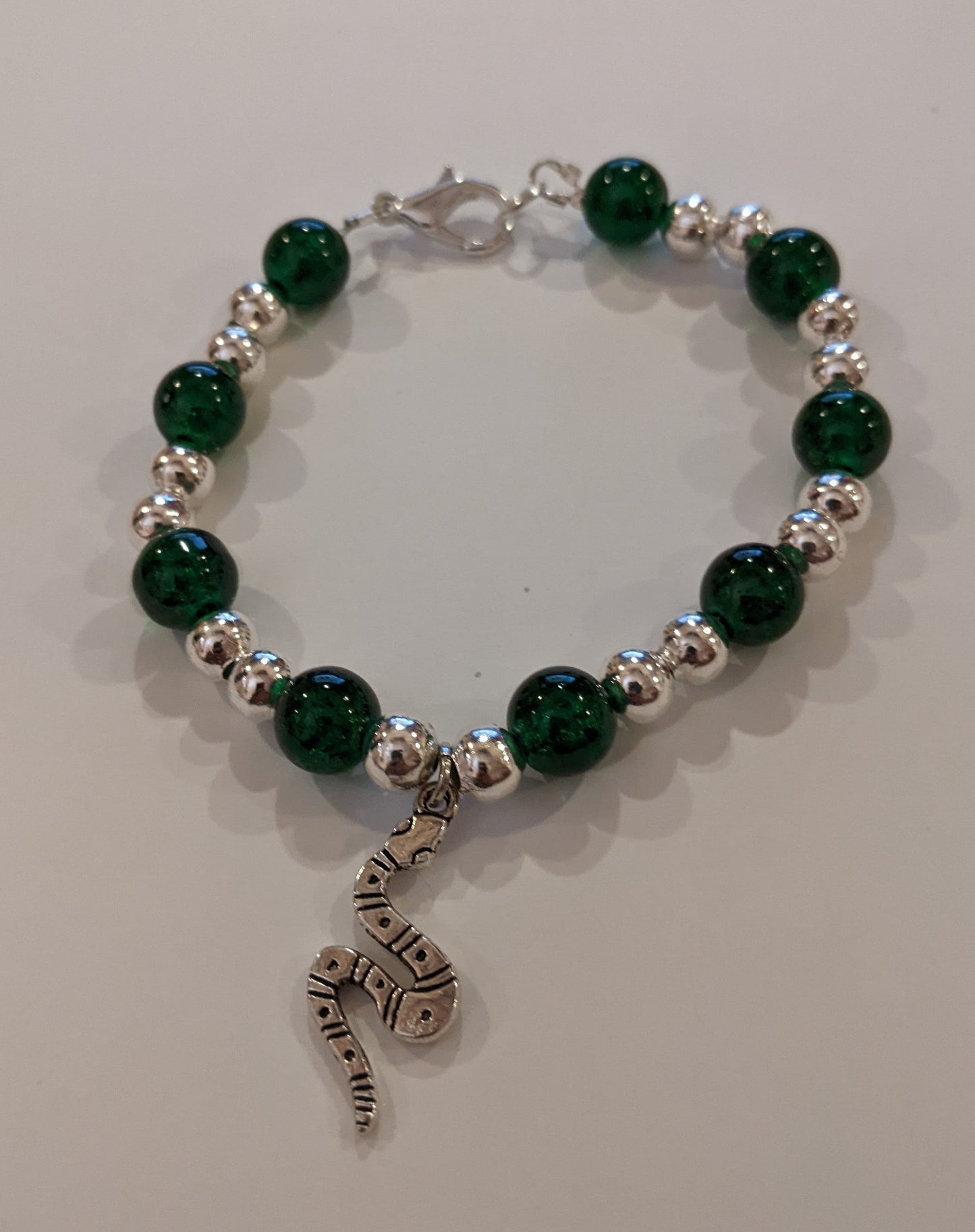 Fantasy Colorful Beaded Bracelets Beaded Bracelets Dragon & Wolf Designs Green/Silver