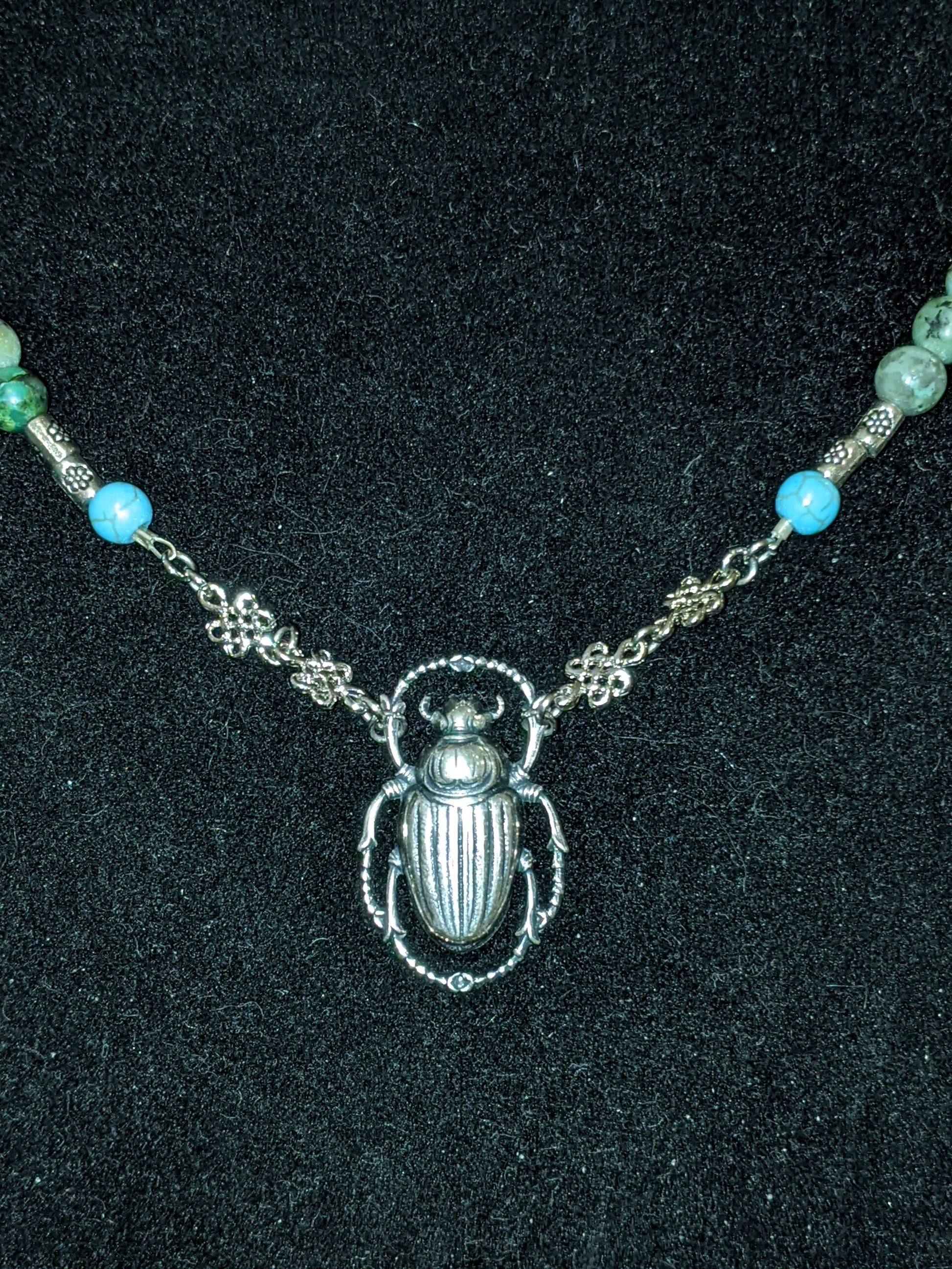 Scarab Pendant Beaded Necklace Beaded Necklaces Dragon & Wolf Designs