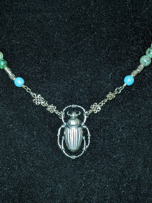 Scarab Pendant Beaded Necklace Beaded Necklaces Dragon & Wolf Designs