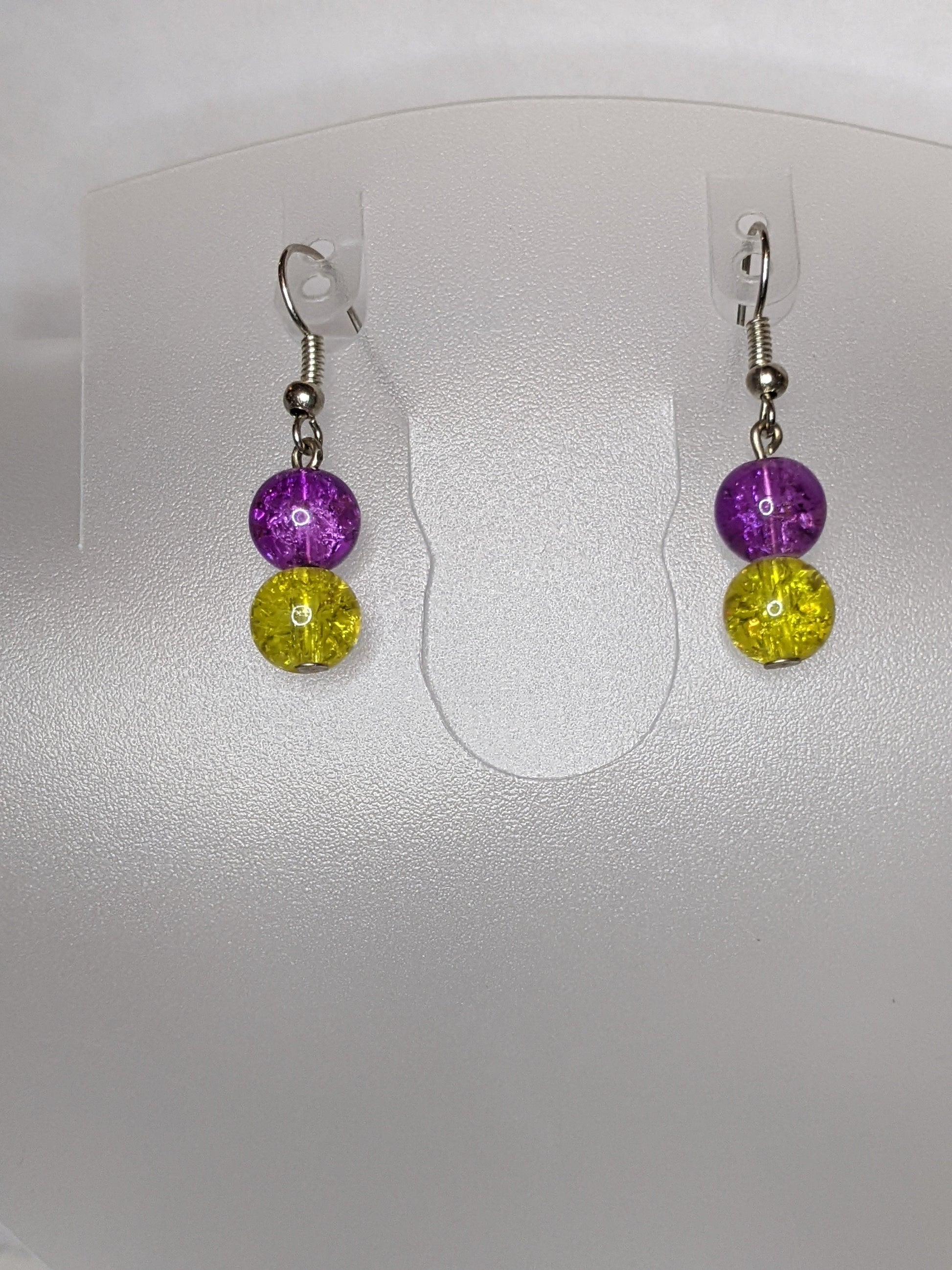 Beaded Dangle Earrings Beaded Earrings Dragon & Wolf Designs Purple & Yellow