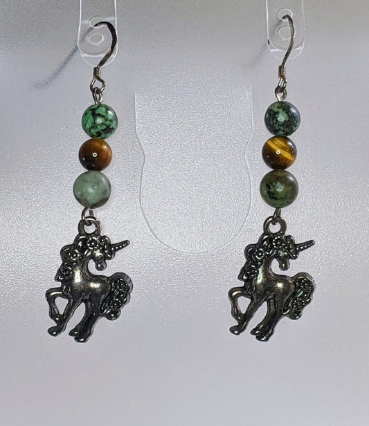 Beaded Unicorn Earrings Beaded Earrings Dragon & Wolf Designs