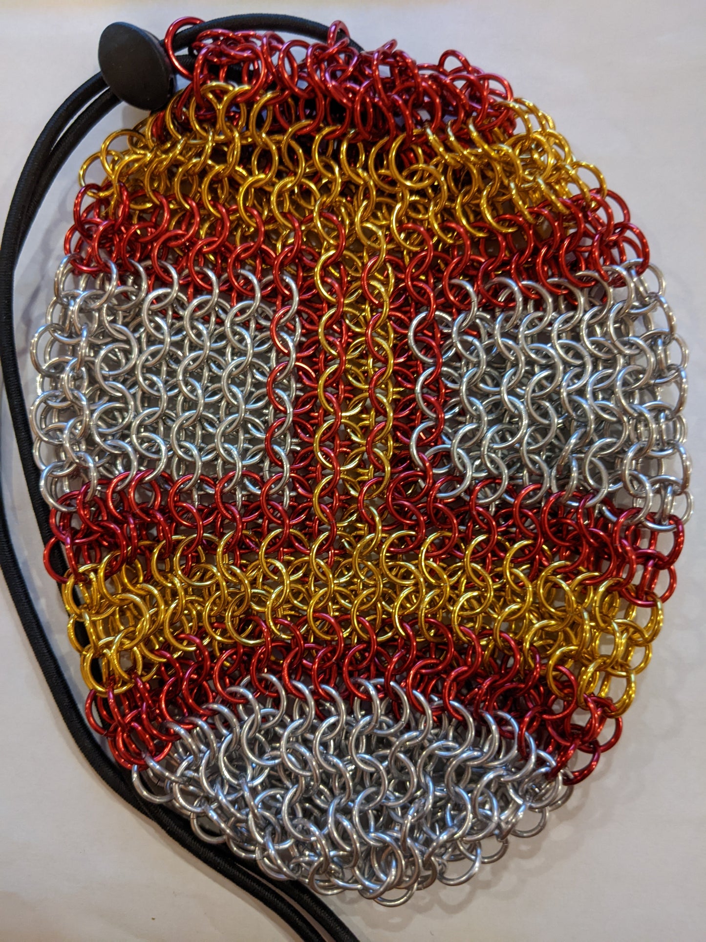 Chainmail dice bags Gaming Accessories Dragon & Wolf Designs Red & Gold Stripes