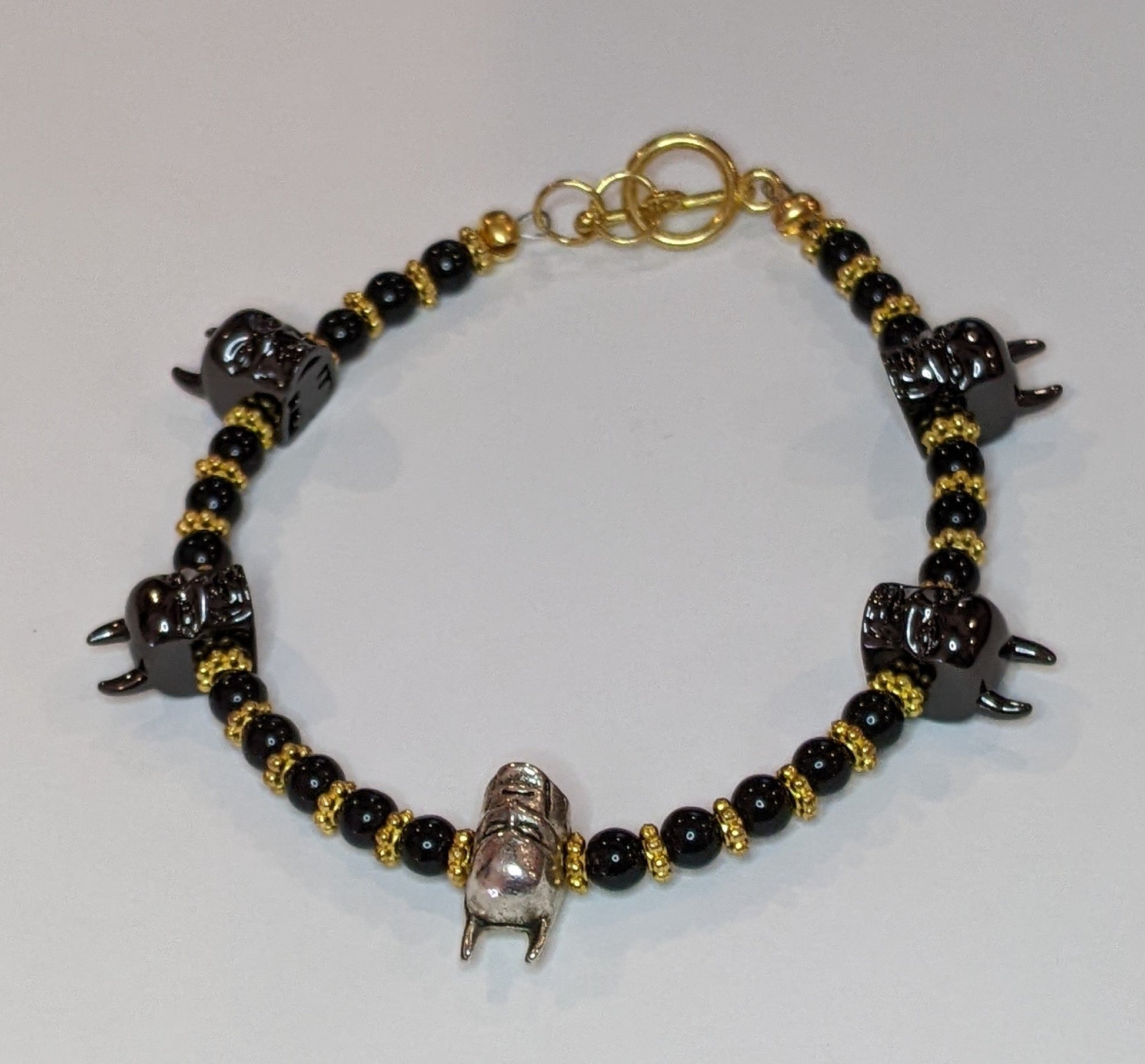 Silver Tone Bat Focal Bracelet Fantasy/SciFi Jewelry Dragon & Wolf Designs