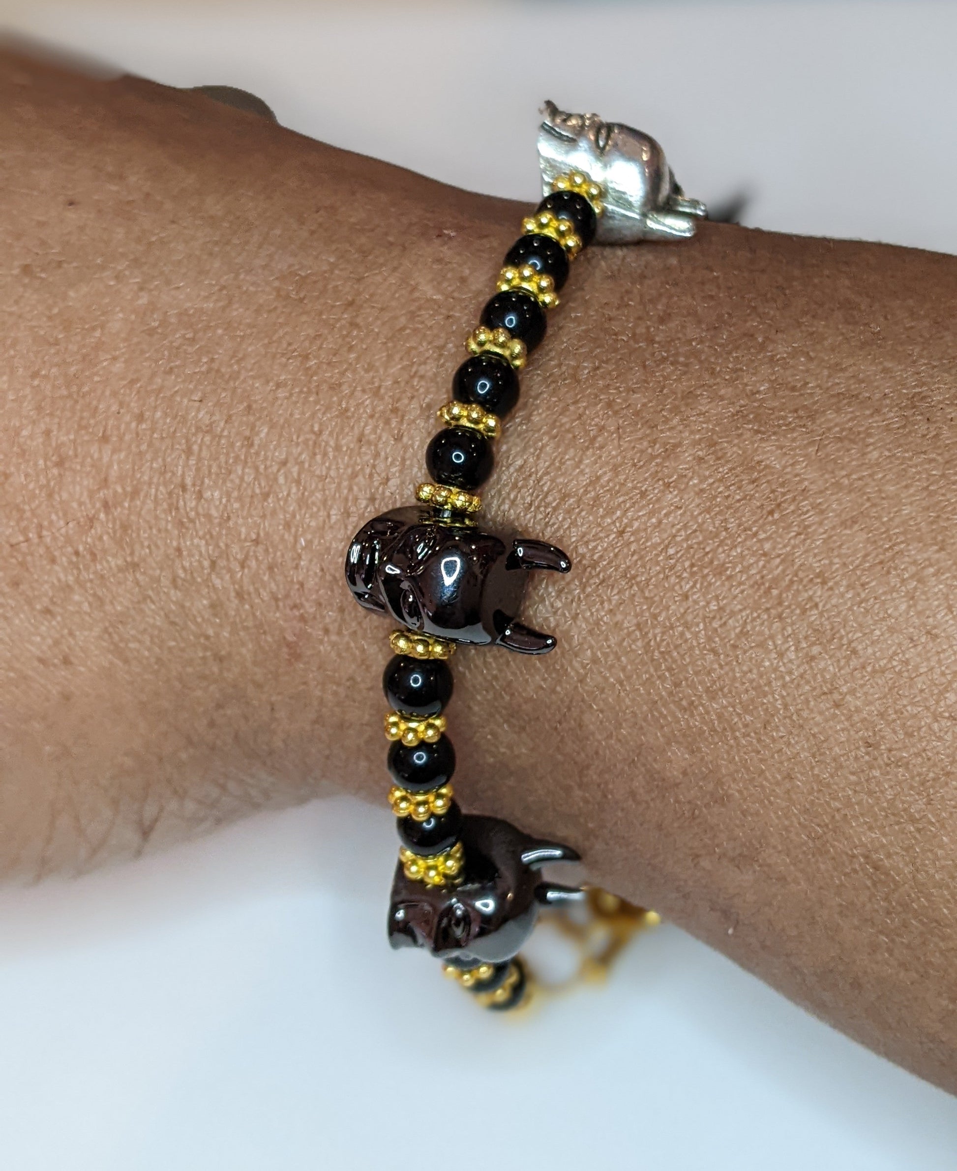 Silver Tone Bat Focal Bracelet Fantasy/SciFi Jewelry Dragon & Wolf Designs