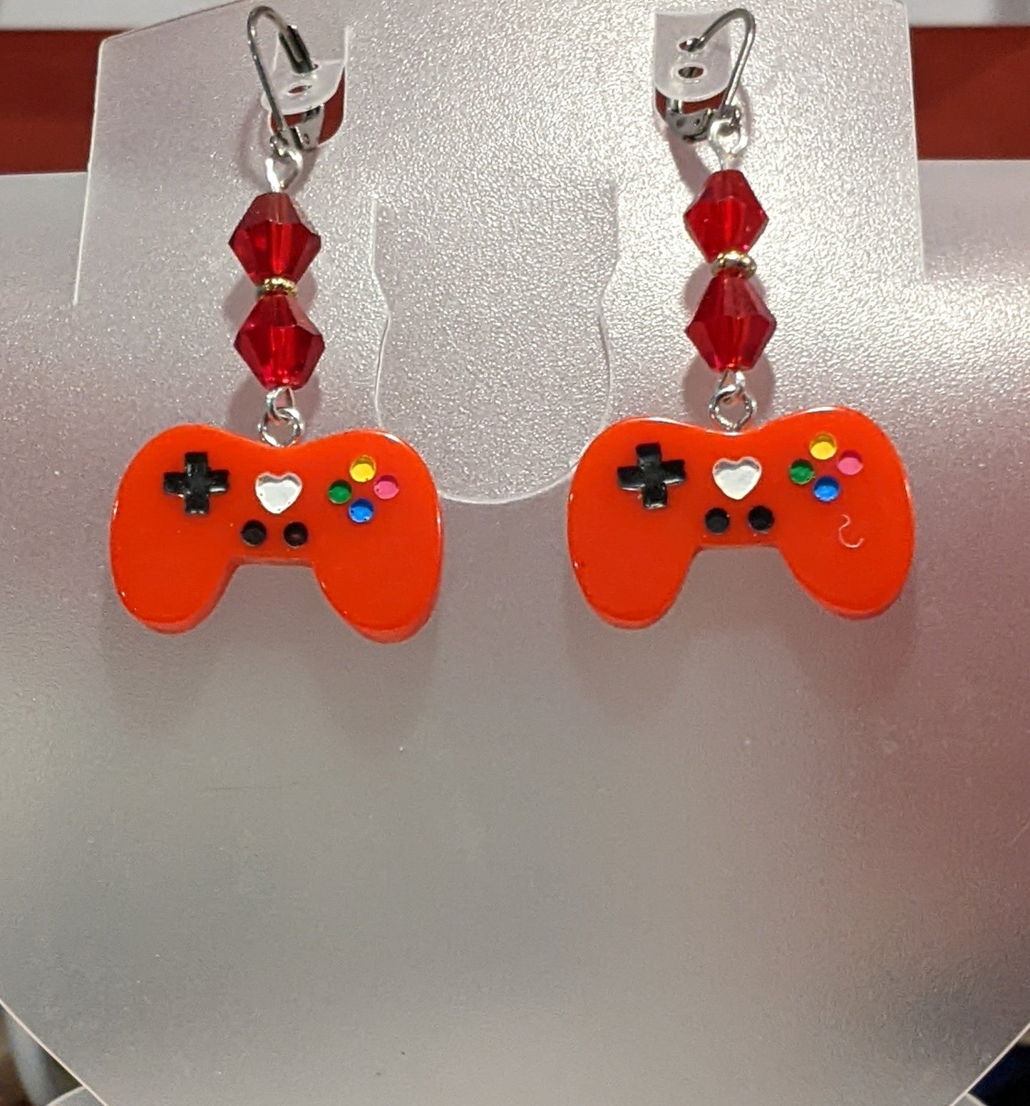Adorable Gamer Earrings Beaded Earrings Dragon & Wolf Designs Red