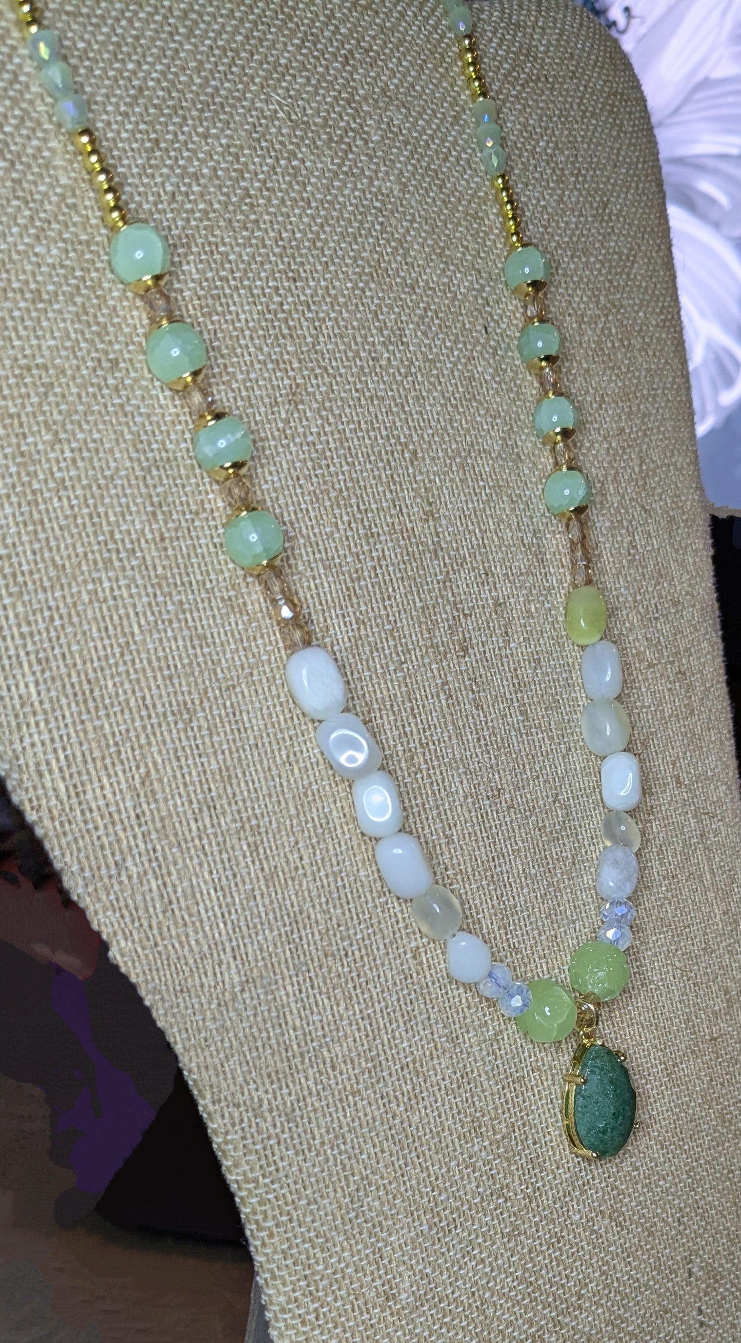Green Gemstone Beaded Necklace