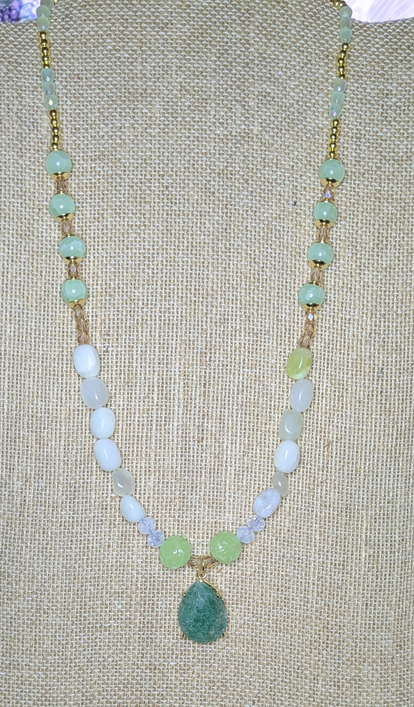 Green Gemstone Beaded Necklace