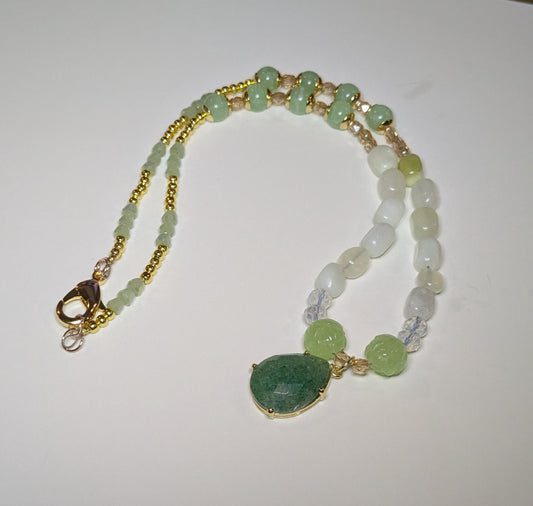 Green Gemstone Beaded Necklace