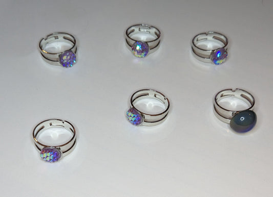 Sparkly Stainless Steel Adjustable Rings