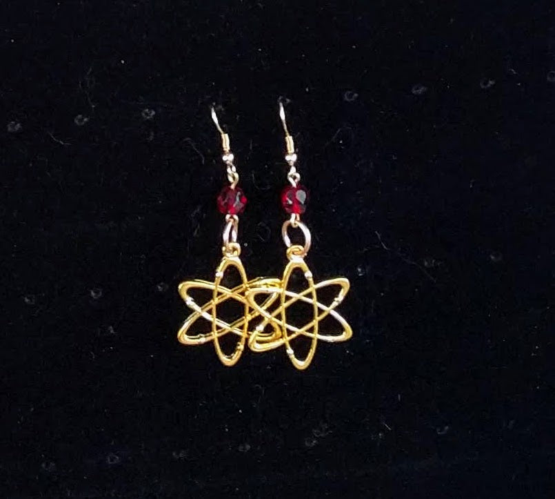 Atomic symbol dangle earrings Dangle Earrings Dragon & Wolf Designs