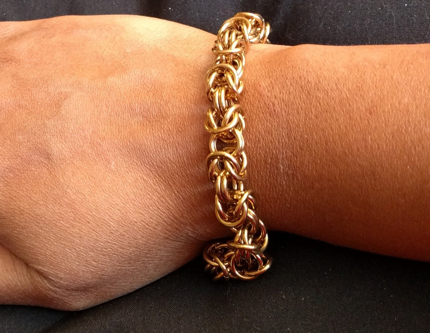 Brass Byzantine Weave Chainmail Bracelets Chainmail Bracelets Dragon & Wolf Designs