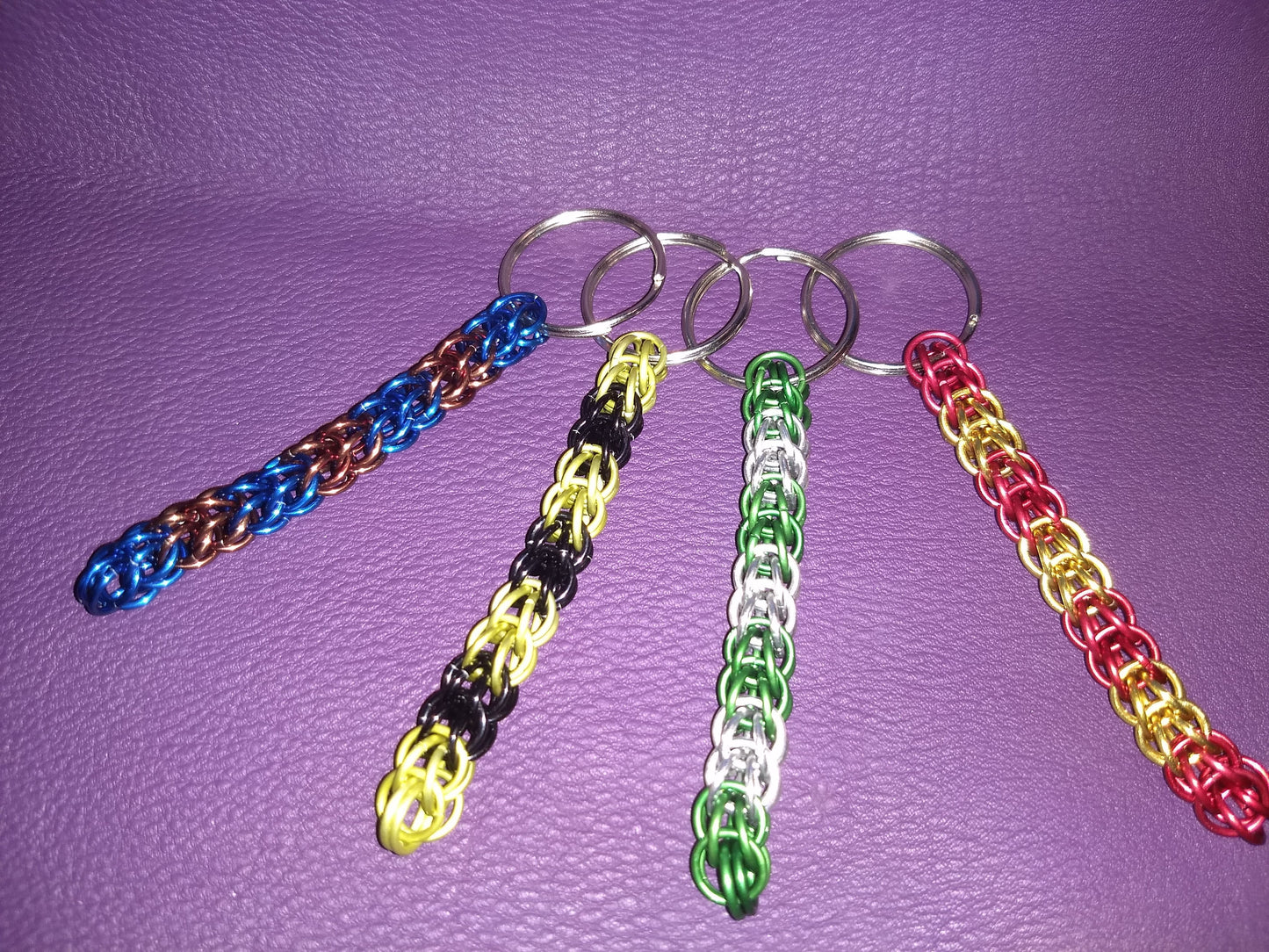 Colorful Chainmail Keychains Geeky Keychains Dragon & Wolf Designs
