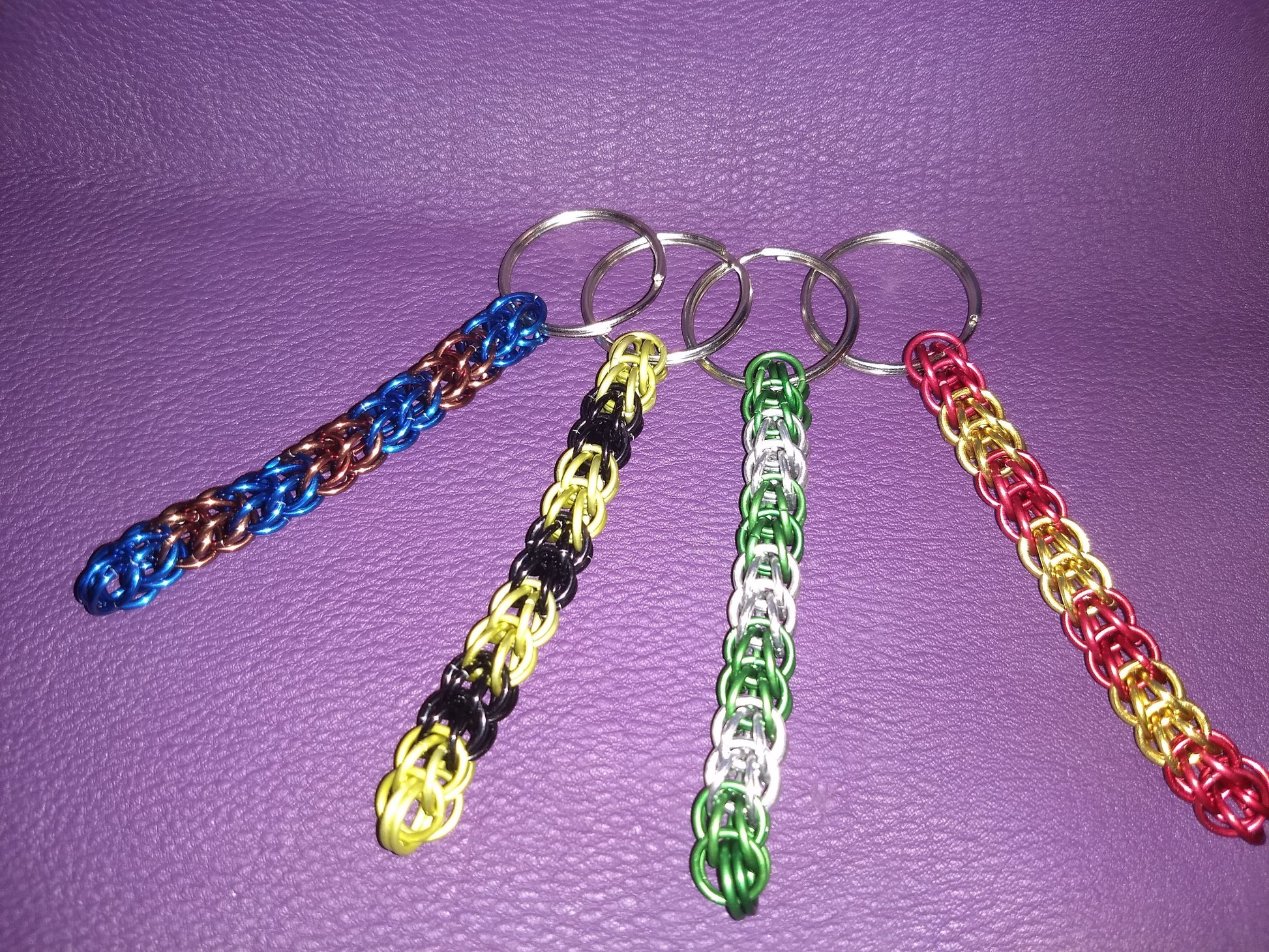 Colorful Chainmail Keychains Geeky Keychains Dragon & Wolf Designs